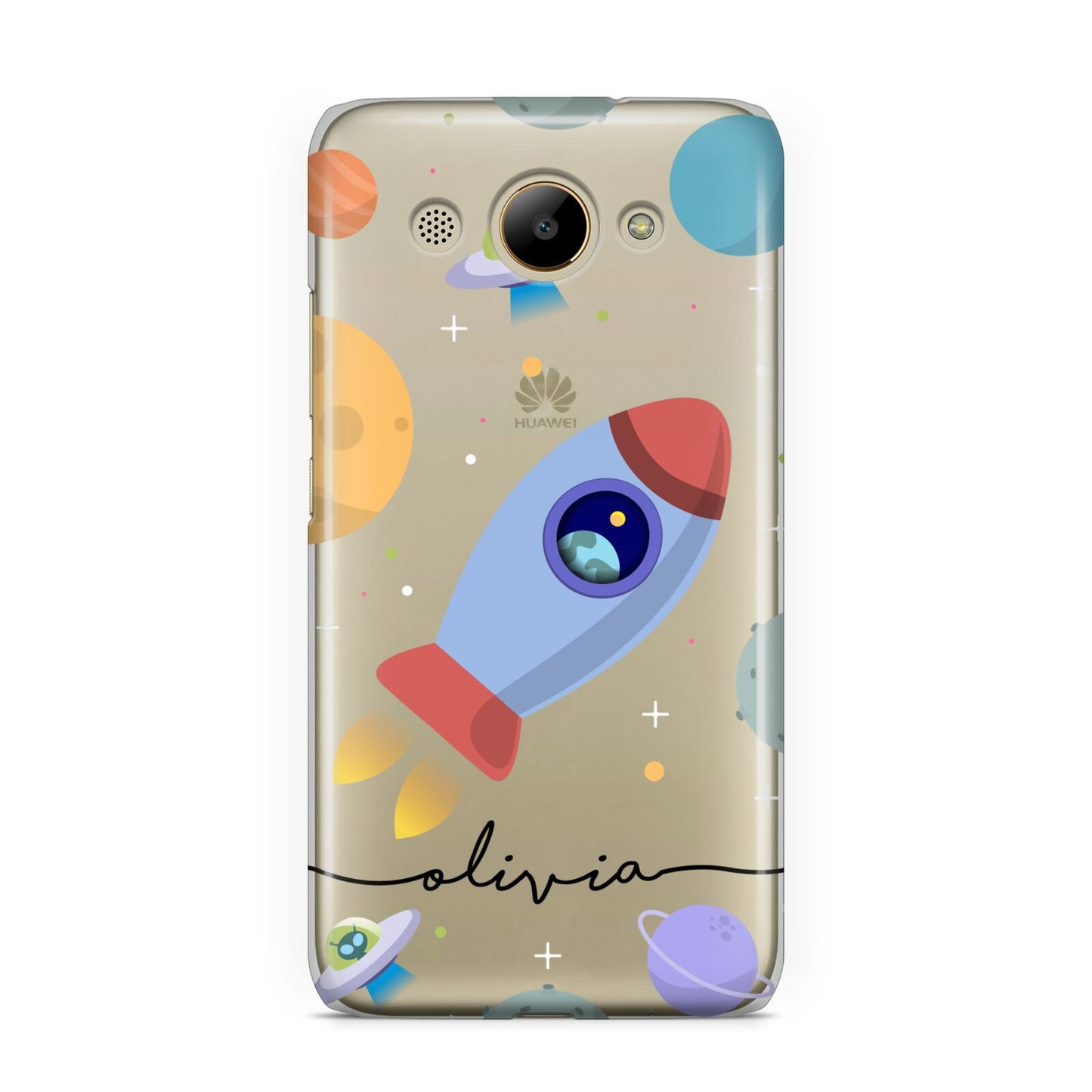 Cartoon Space Artwork with Name Huawei Y3 2017