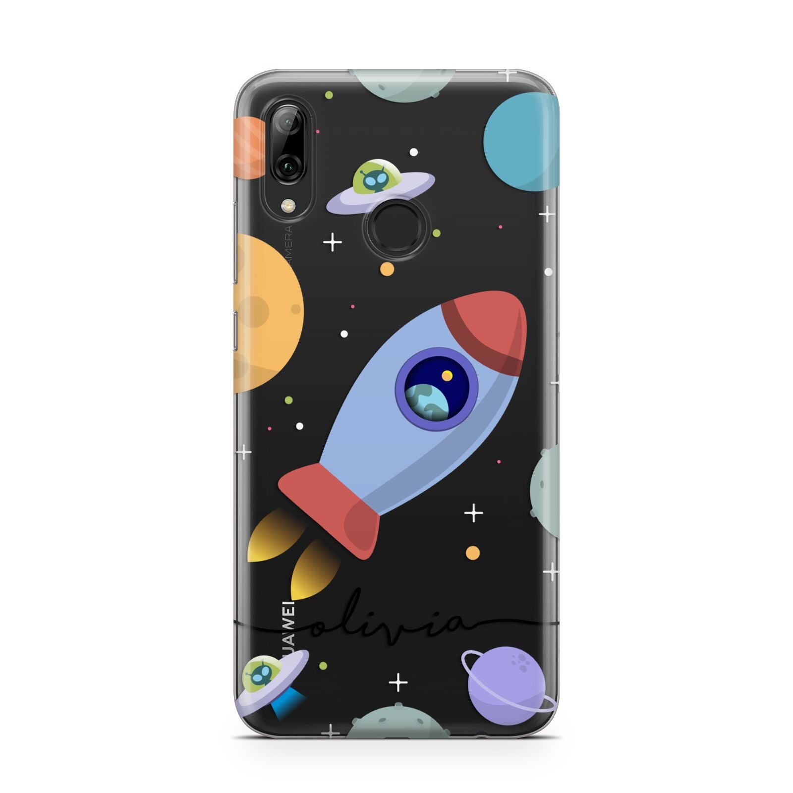 Cartoon Space Artwork with Name Huawei Y7 2019