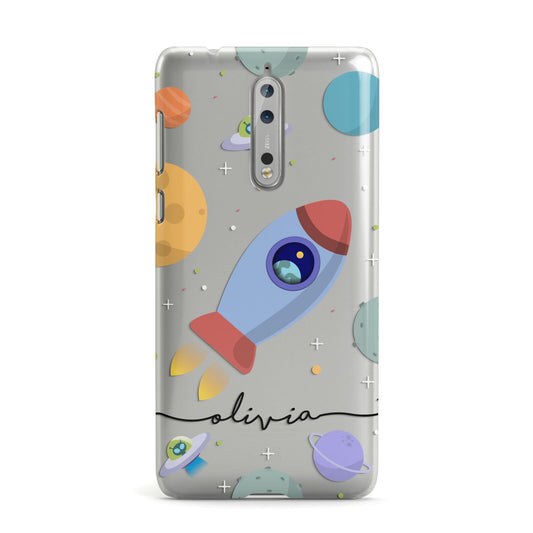 Cartoon Space Artwork with Name Nokia Case