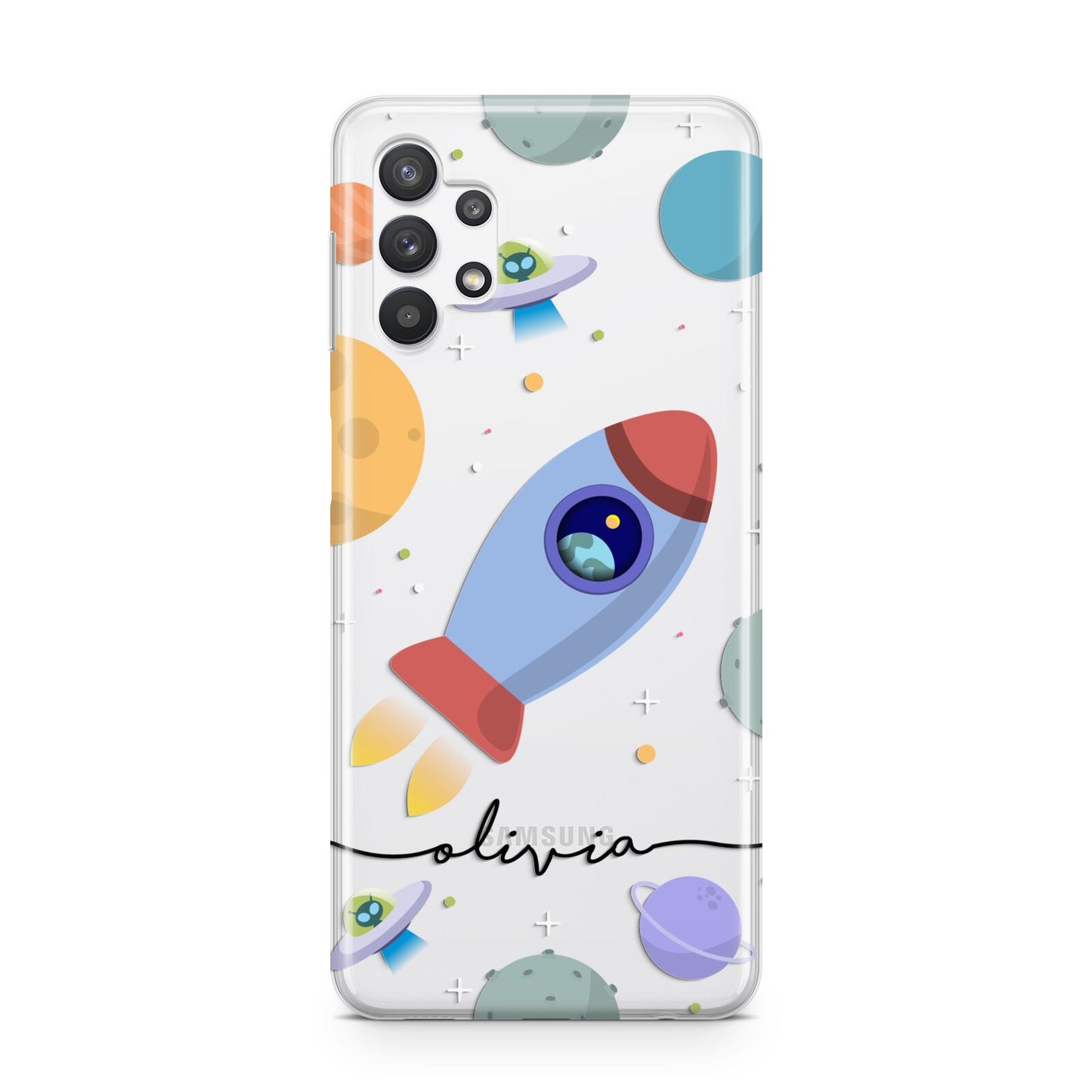 Cartoon Space Artwork with Name Samsung A32 5G Case