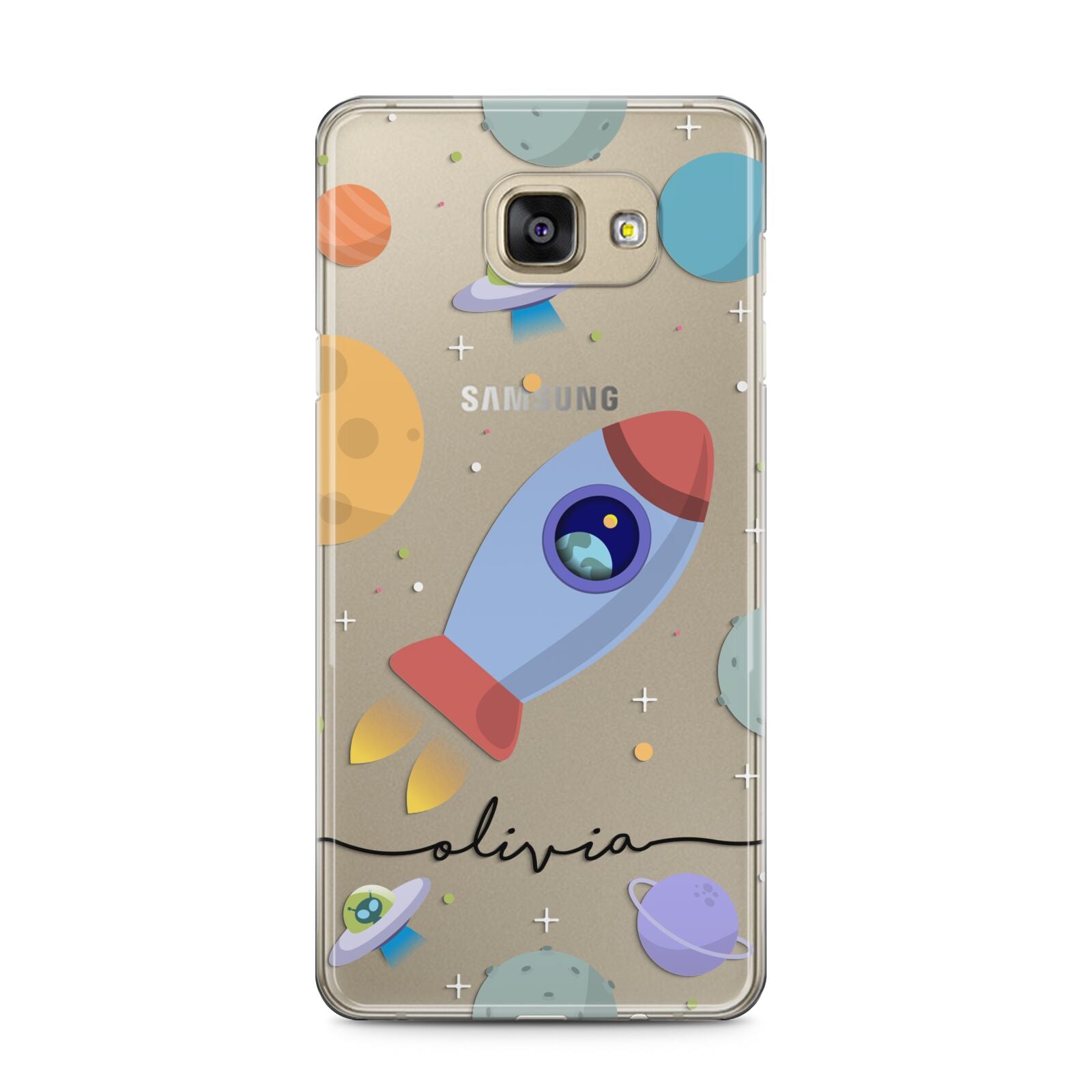 Cartoon Space Artwork with Name Samsung Galaxy A5 2016 Case on gold phone