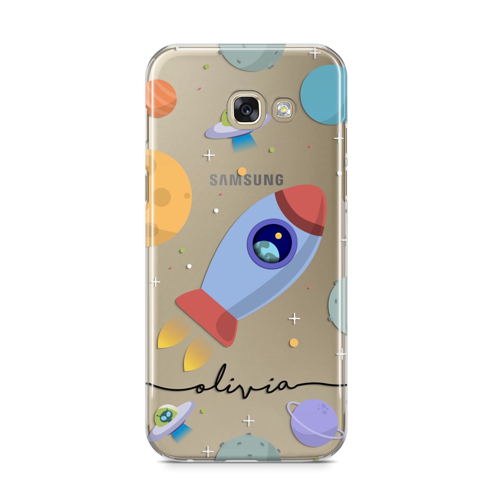 Cartoon Space Artwork with Name Samsung Galaxy A5 2017 Case on gold phone