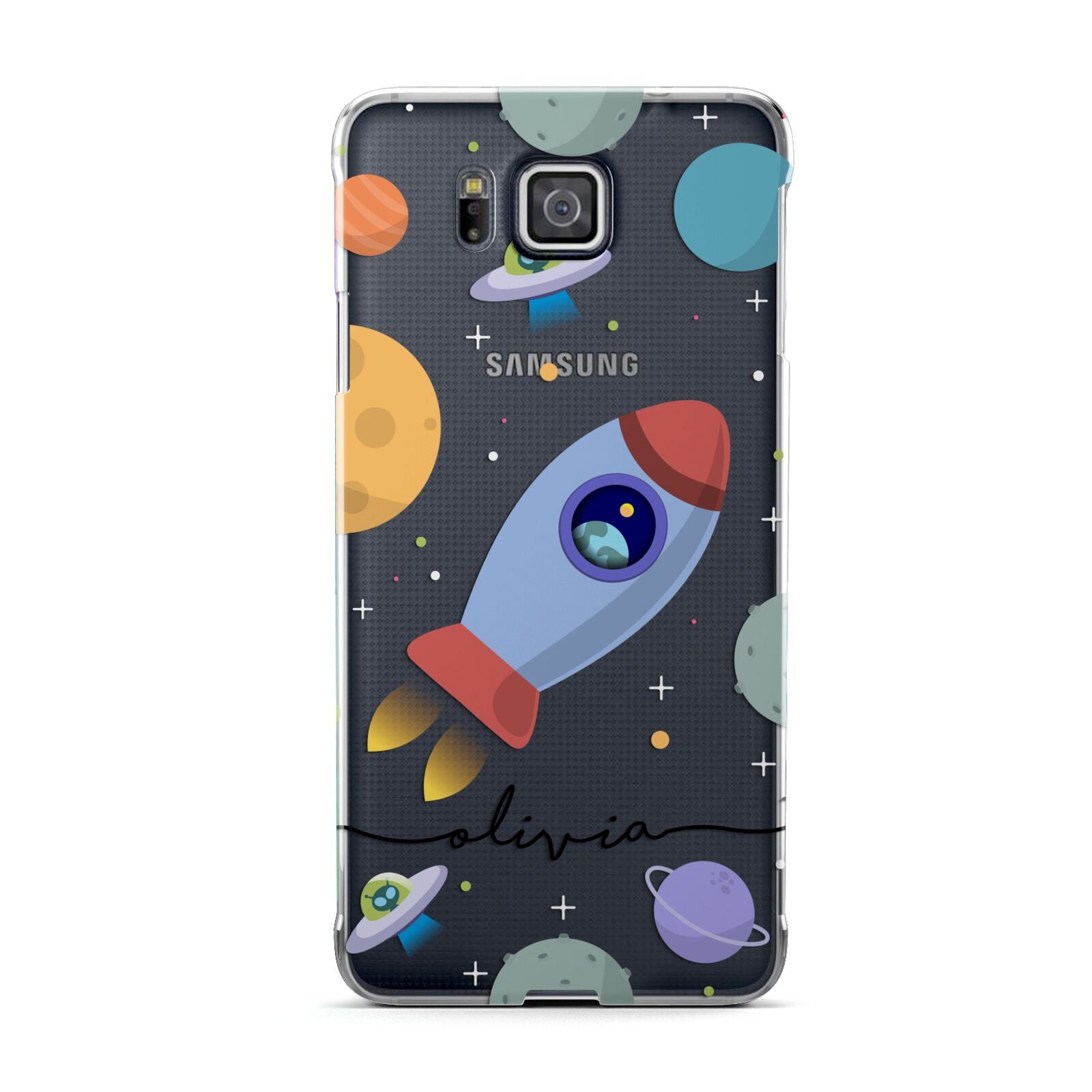 Cartoon Space Artwork with Name Samsung Galaxy Alpha Case