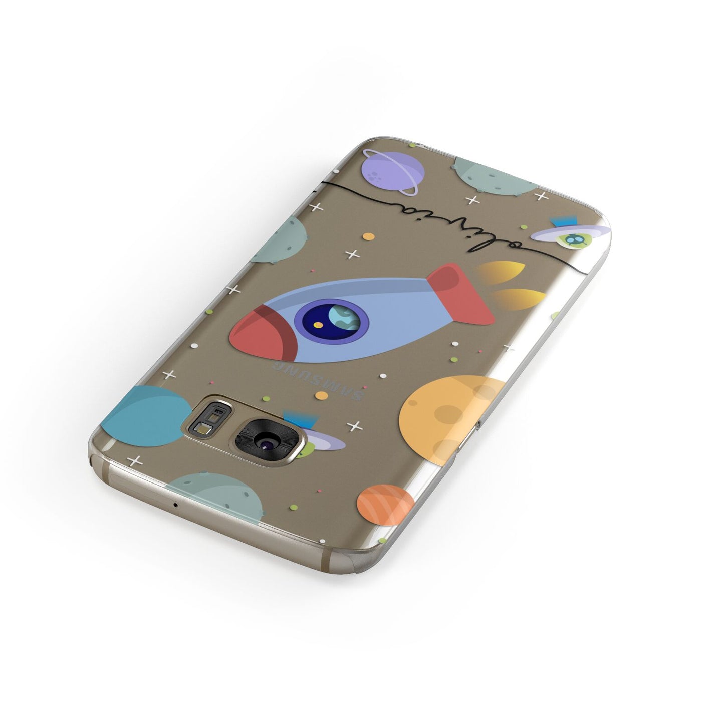 Cartoon Space Artwork with Name Samsung Galaxy Case Front Close Up