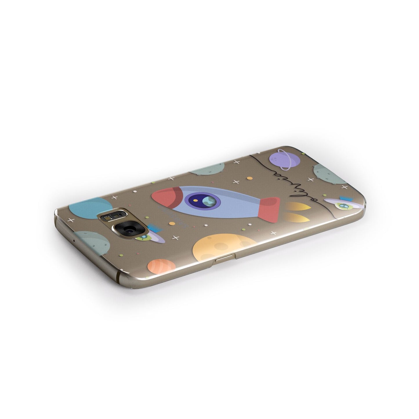 Cartoon Space Artwork with Name Samsung Galaxy Case Side Close Up