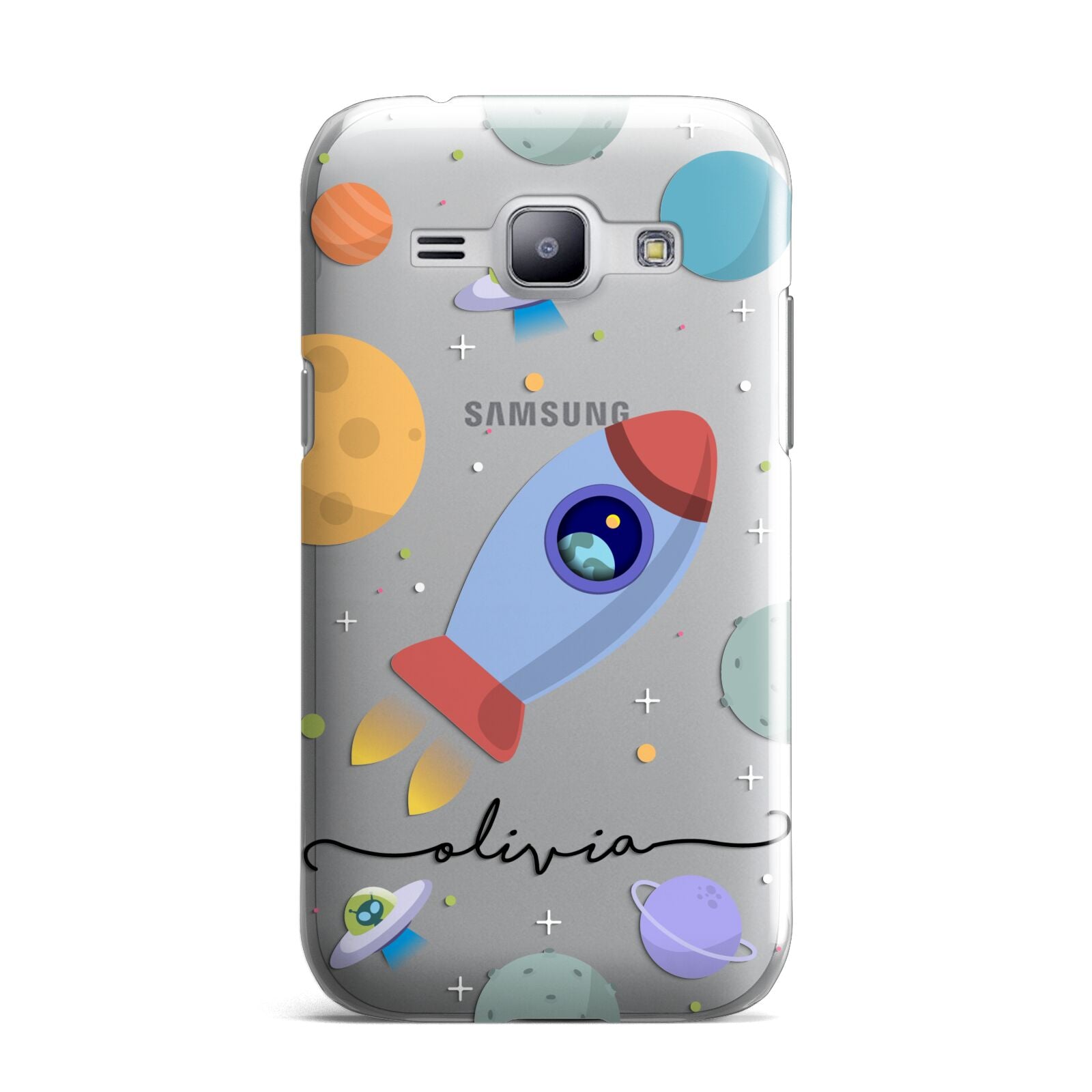 Cartoon Space Artwork with Name Samsung Galaxy J1 2015 Case