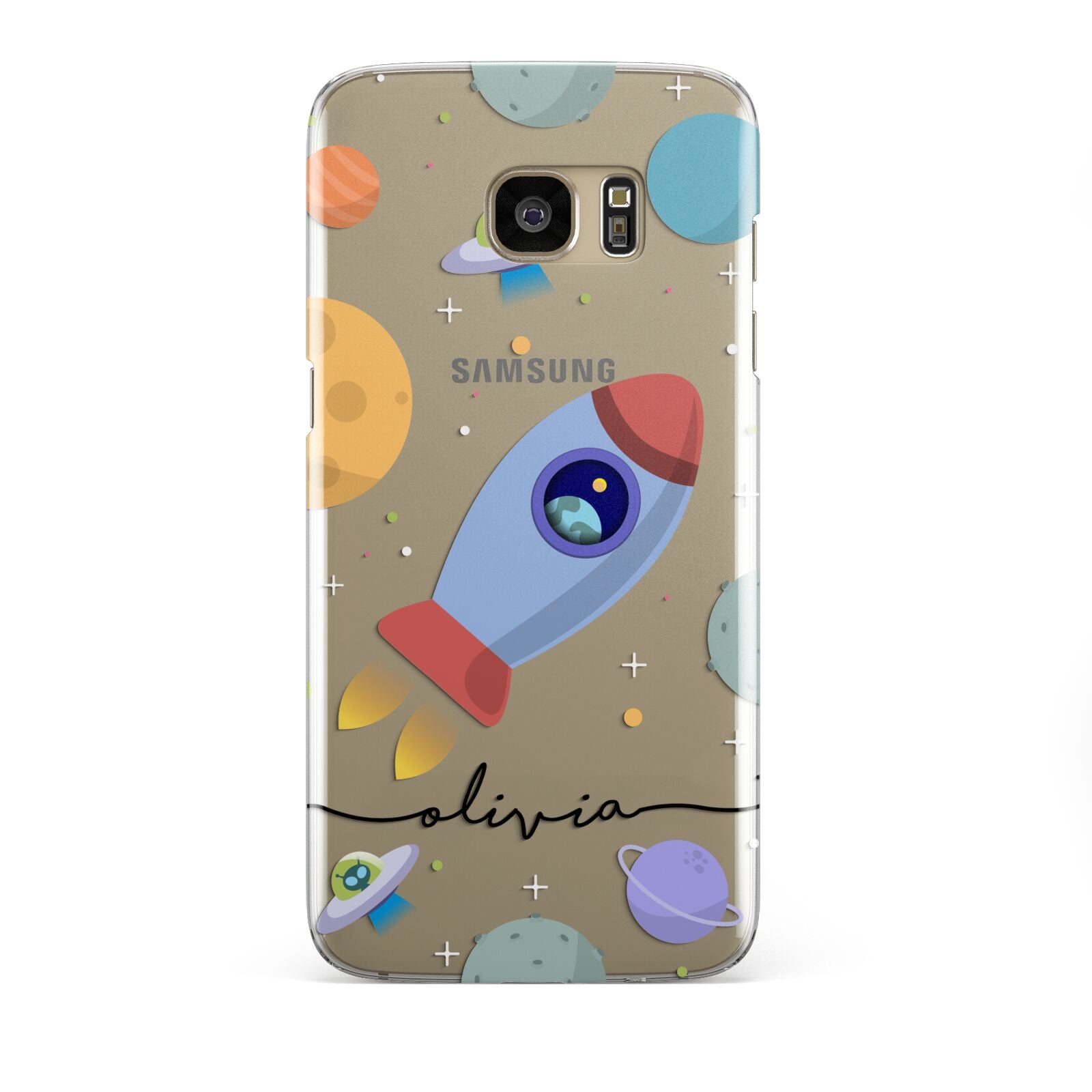 Cartoon Space Artwork with Name Samsung Galaxy S7 Edge Case