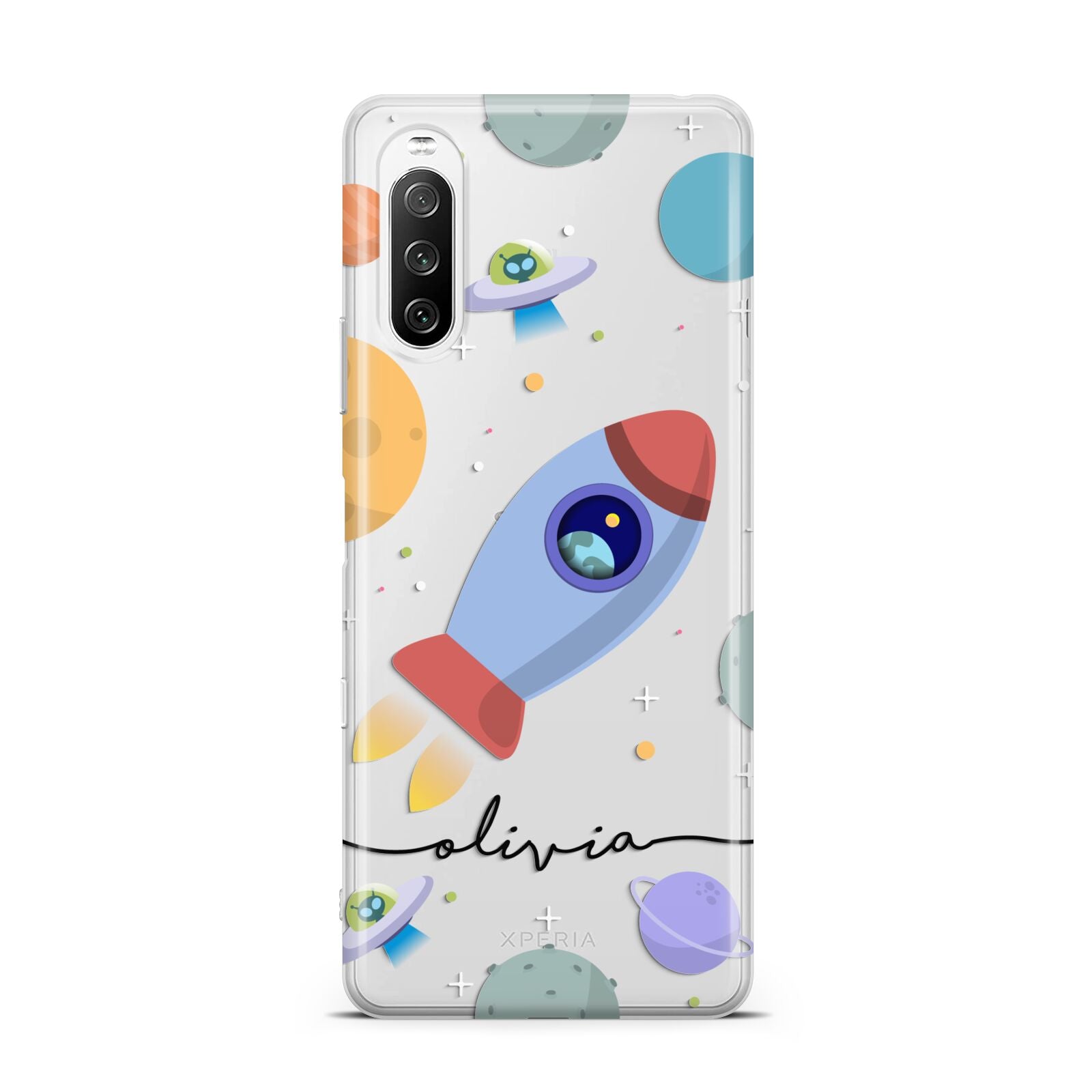 Cartoon Space Artwork with Name Sony Xperia 10 III Case