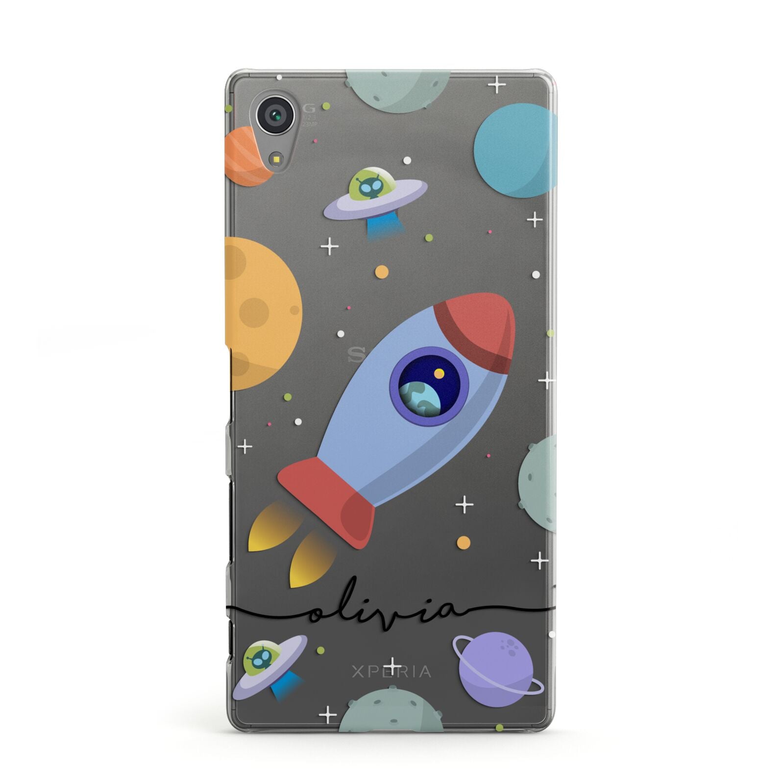 Cartoon Space Artwork with Name Sony Xperia Case