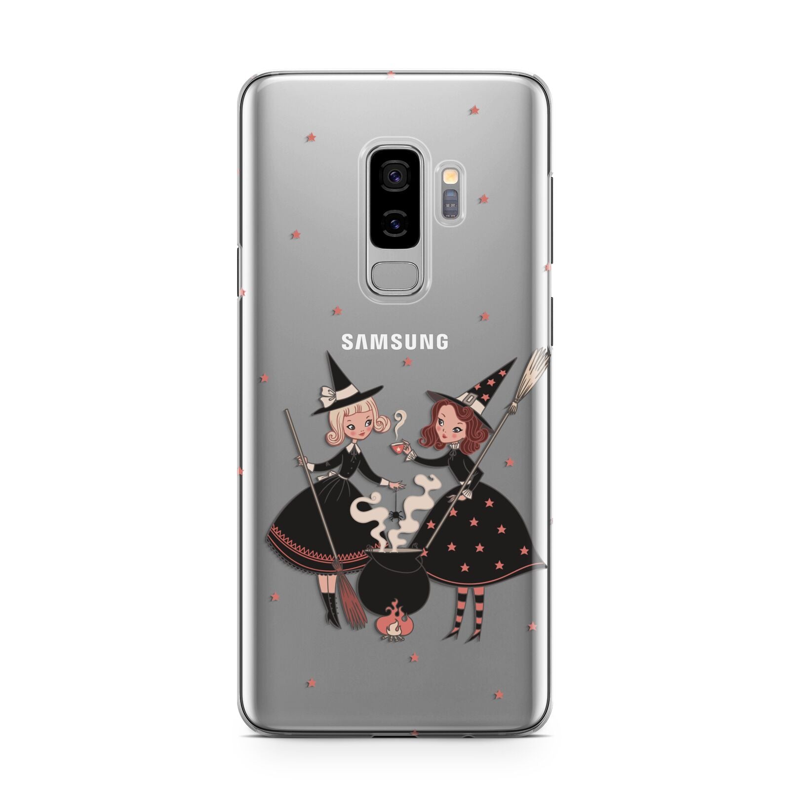 Cartoon Witch Girls Samsung Galaxy S9 Plus Case on Silver phone