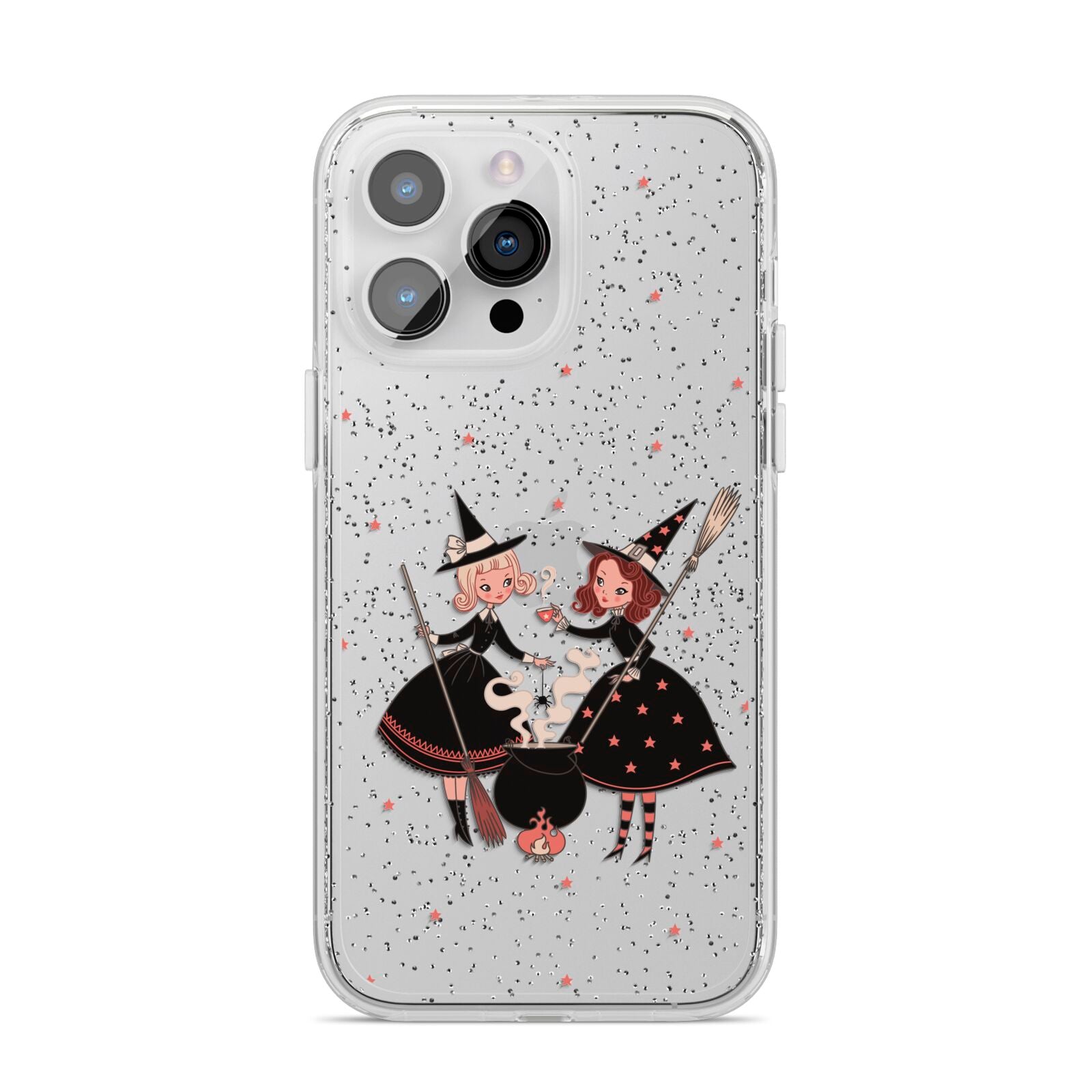 Cartoon Witch Girls iPhone 14 Pro Max Glitter Tough Case Silver