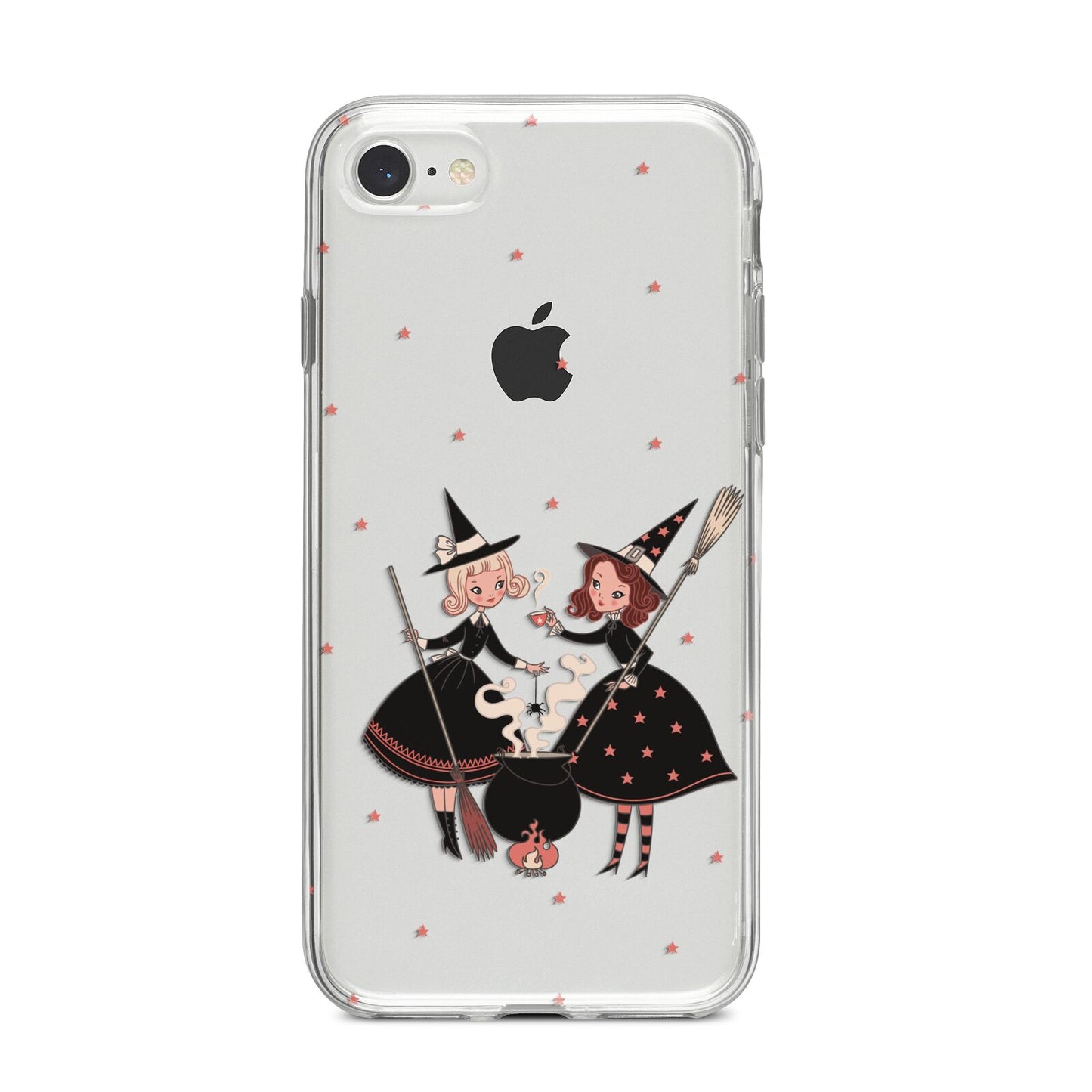 Cartoon Witch Girls iPhone 8 Bumper Case on Silver iPhone