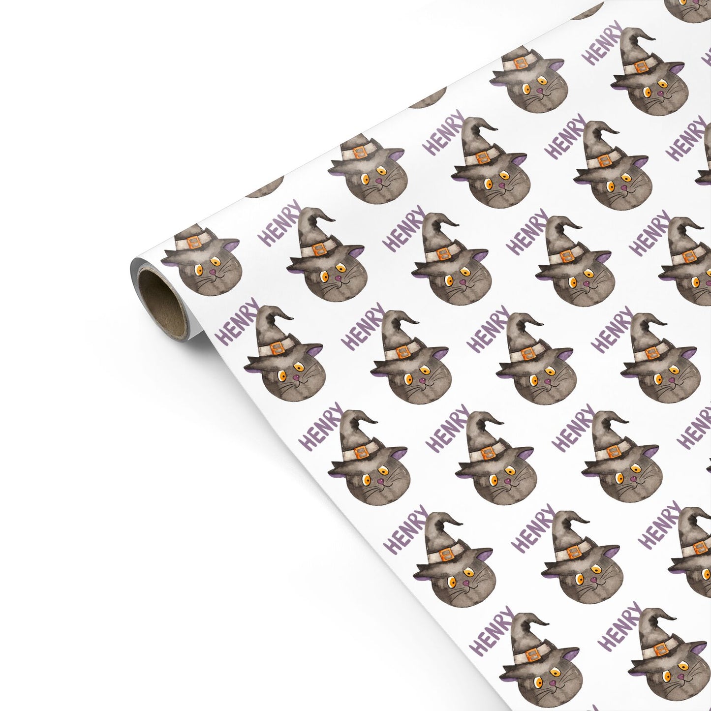 Cat in Witches Hat Custom Personalised Gift Wrap