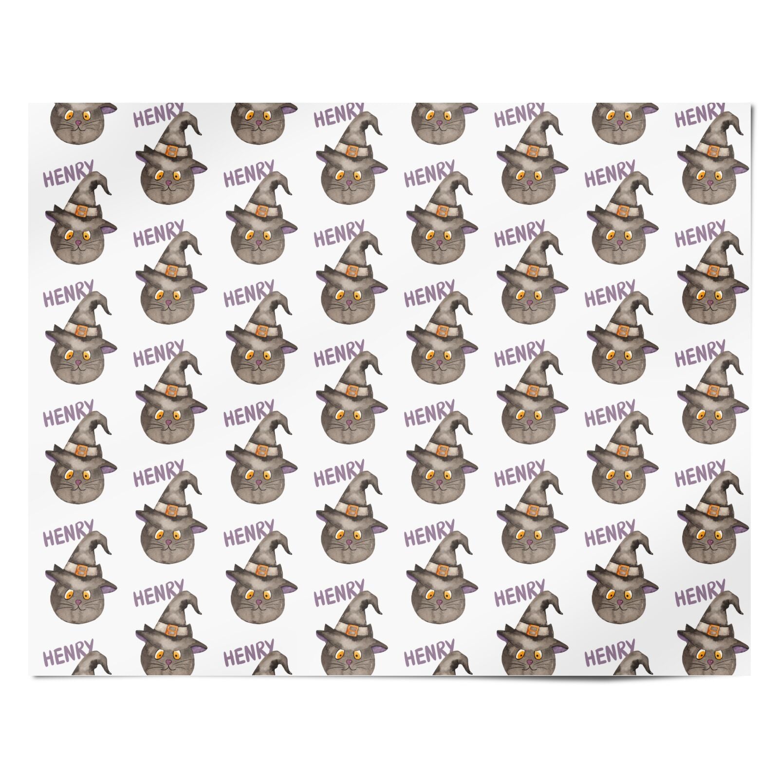 Cat in Witches Hat Custom Personalised Wrapping Paper Alternative
