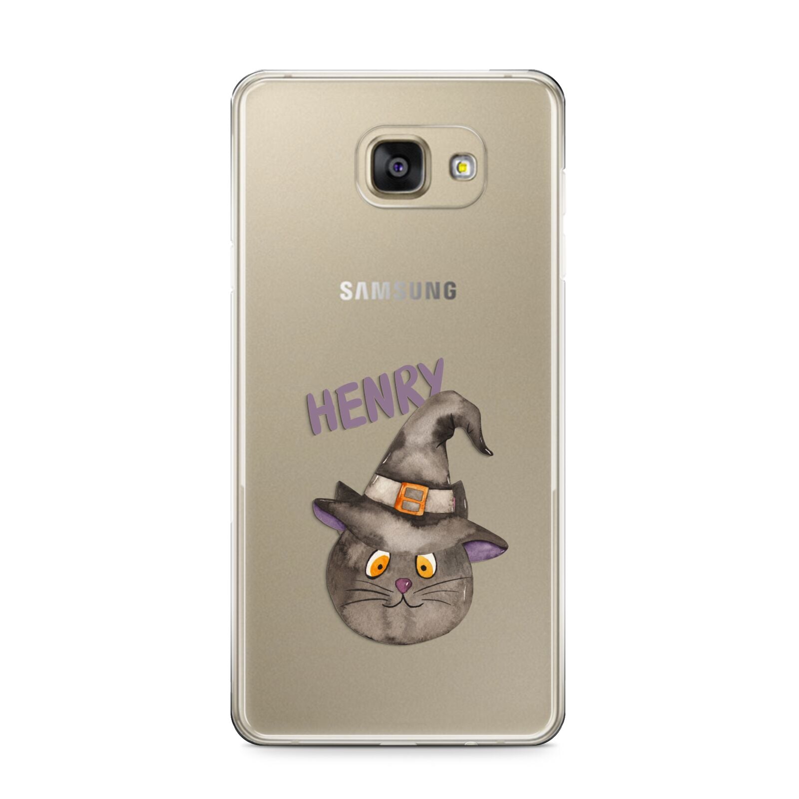 Cat in Witches Hat Custom Samsung Galaxy A9 2016 Case on gold phone