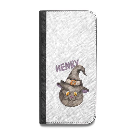 Cat in Witches Hat Custom Vegan Leather Flip iPhone Case