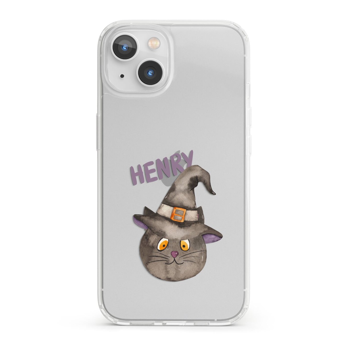 Cat in Witches Hat Custom iPhone 13 Clear Bumper Case