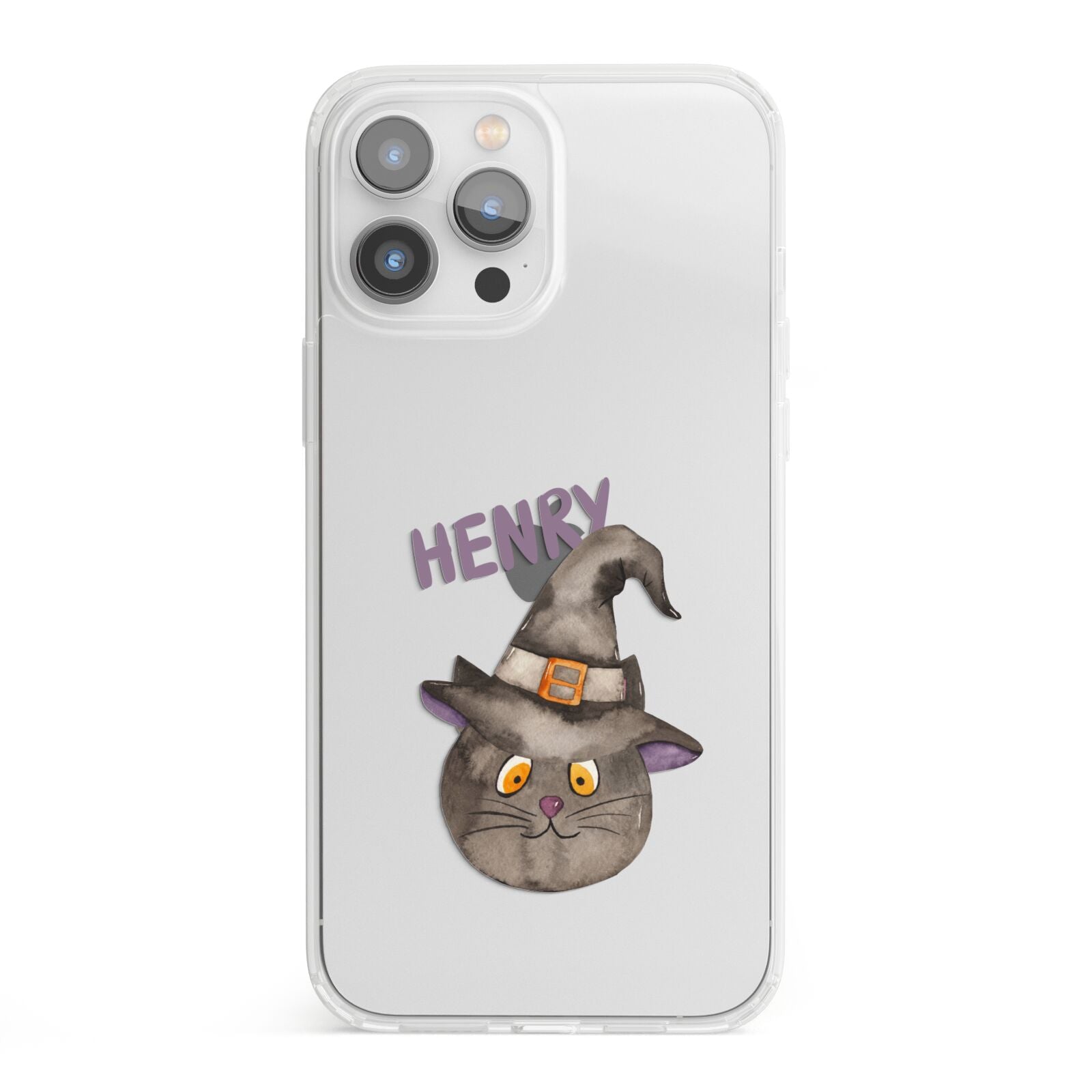 Cat in Witches Hat Custom iPhone 13 Pro Max Clear Bumper Case