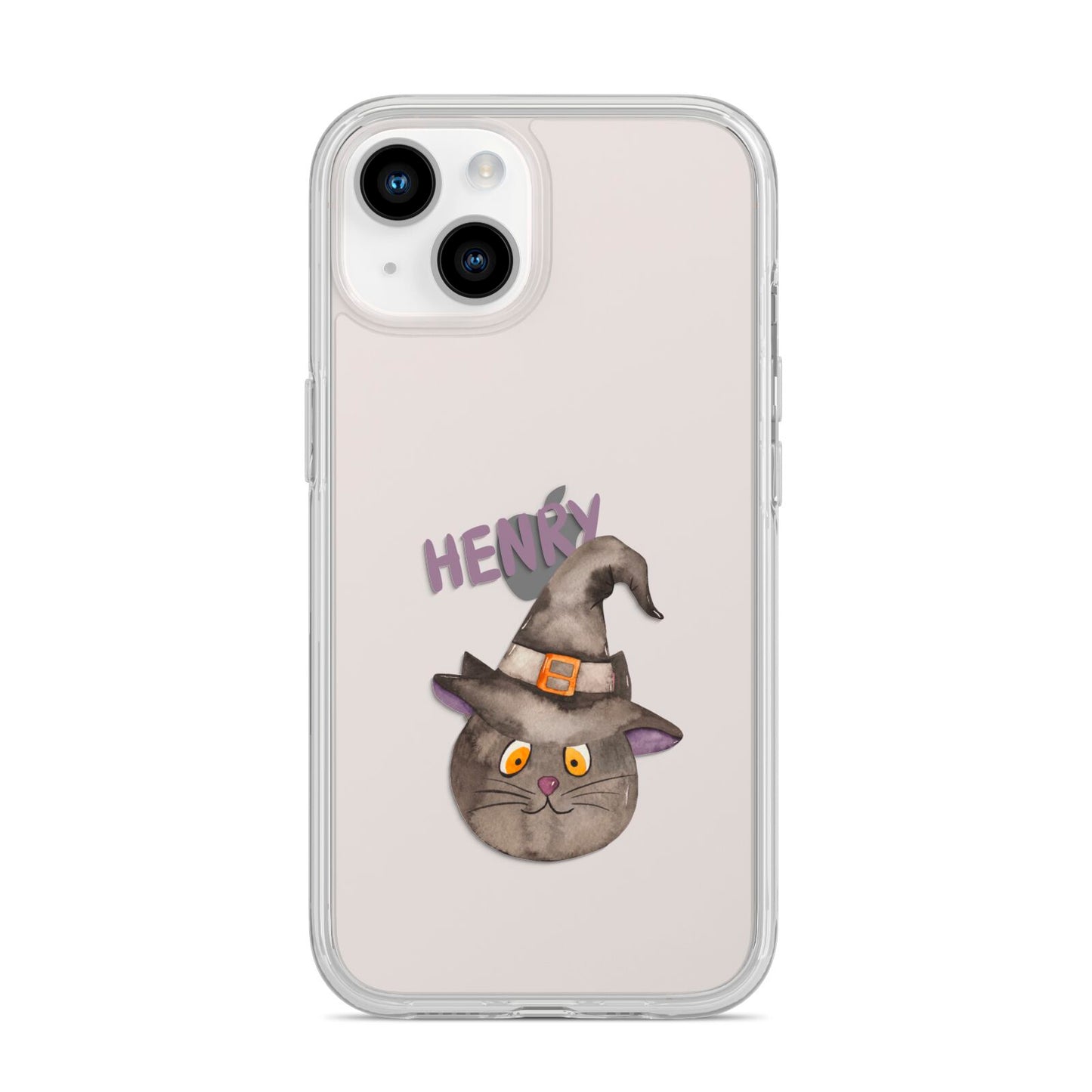 Cat in Witches Hat Custom iPhone 14 Clear Tough Case Starlight