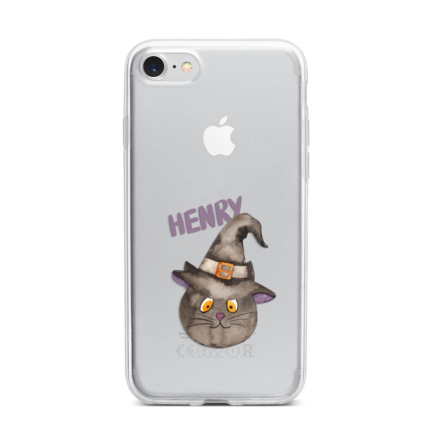 Cat in Witches Hat Custom iPhone 7 Bumper Case on Silver iPhone