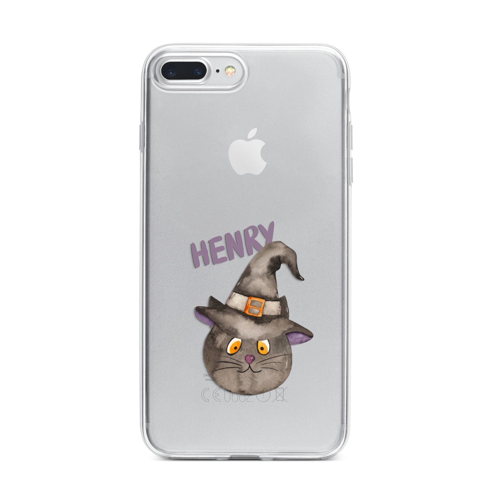 Cat in Witches Hat Custom iPhone 7 Plus Bumper Case on Silver iPhone