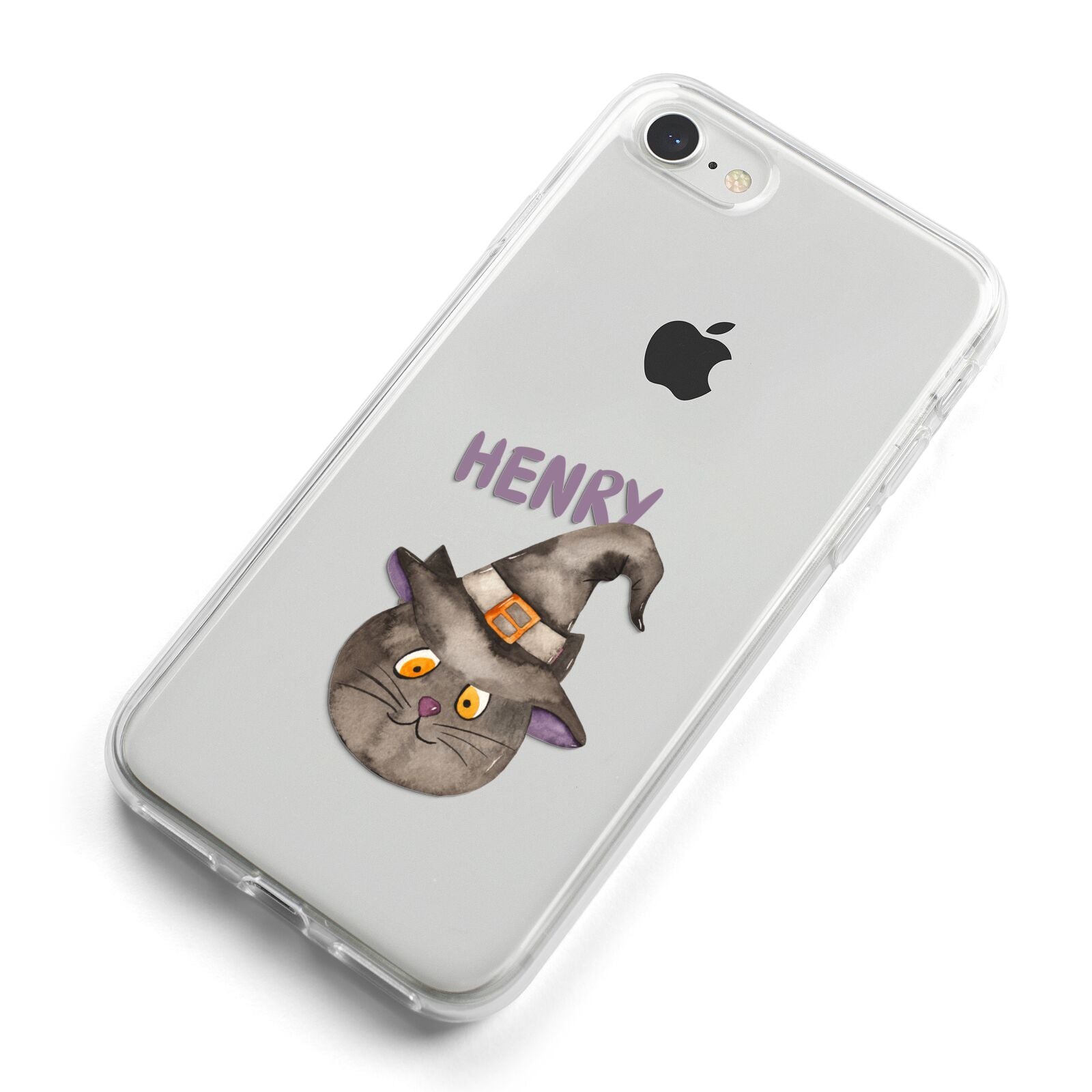 Cat in Witches Hat Custom iPhone 8 Bumper Case on Silver iPhone Alternative Image