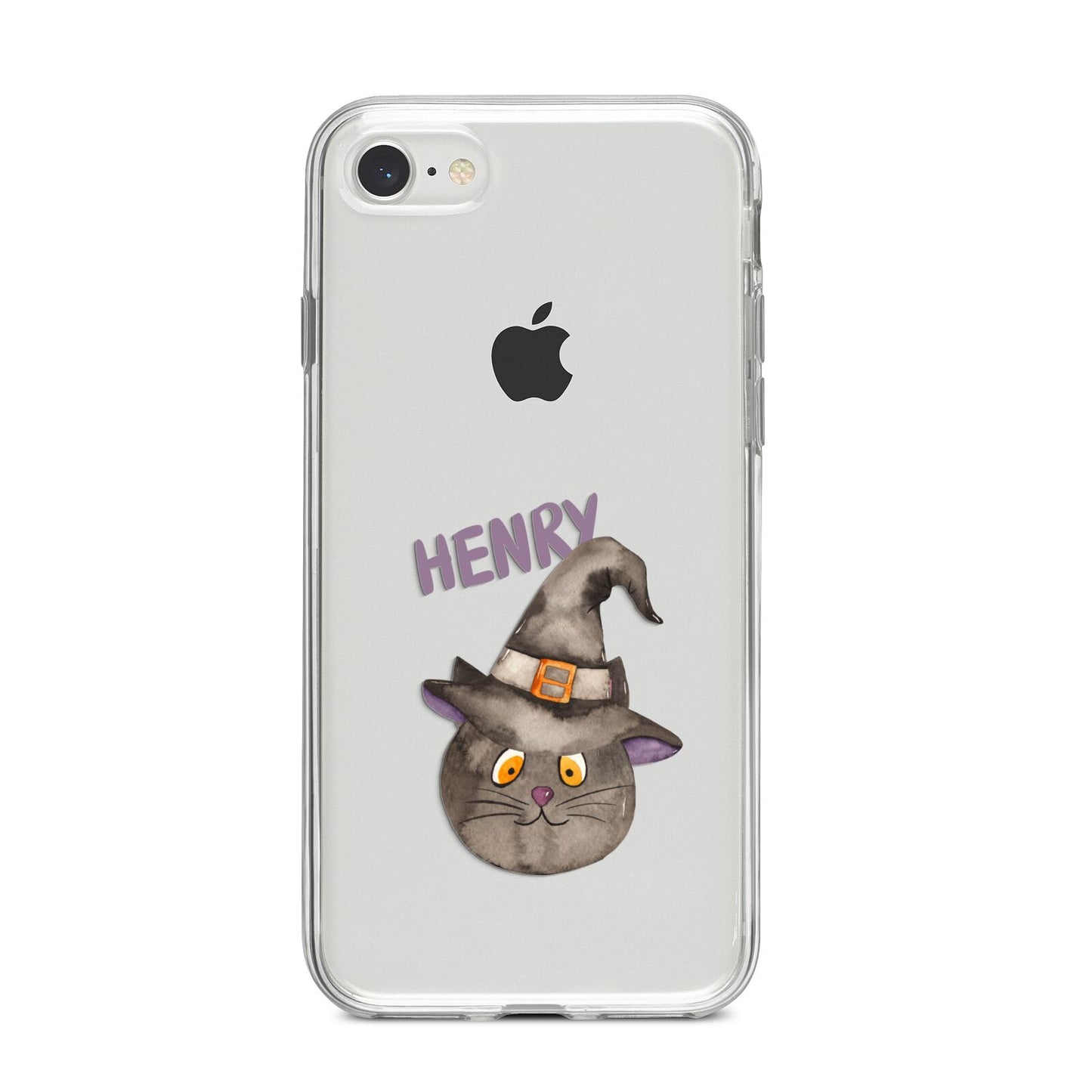 Cat in Witches Hat Custom iPhone 8 Bumper Case on Silver iPhone