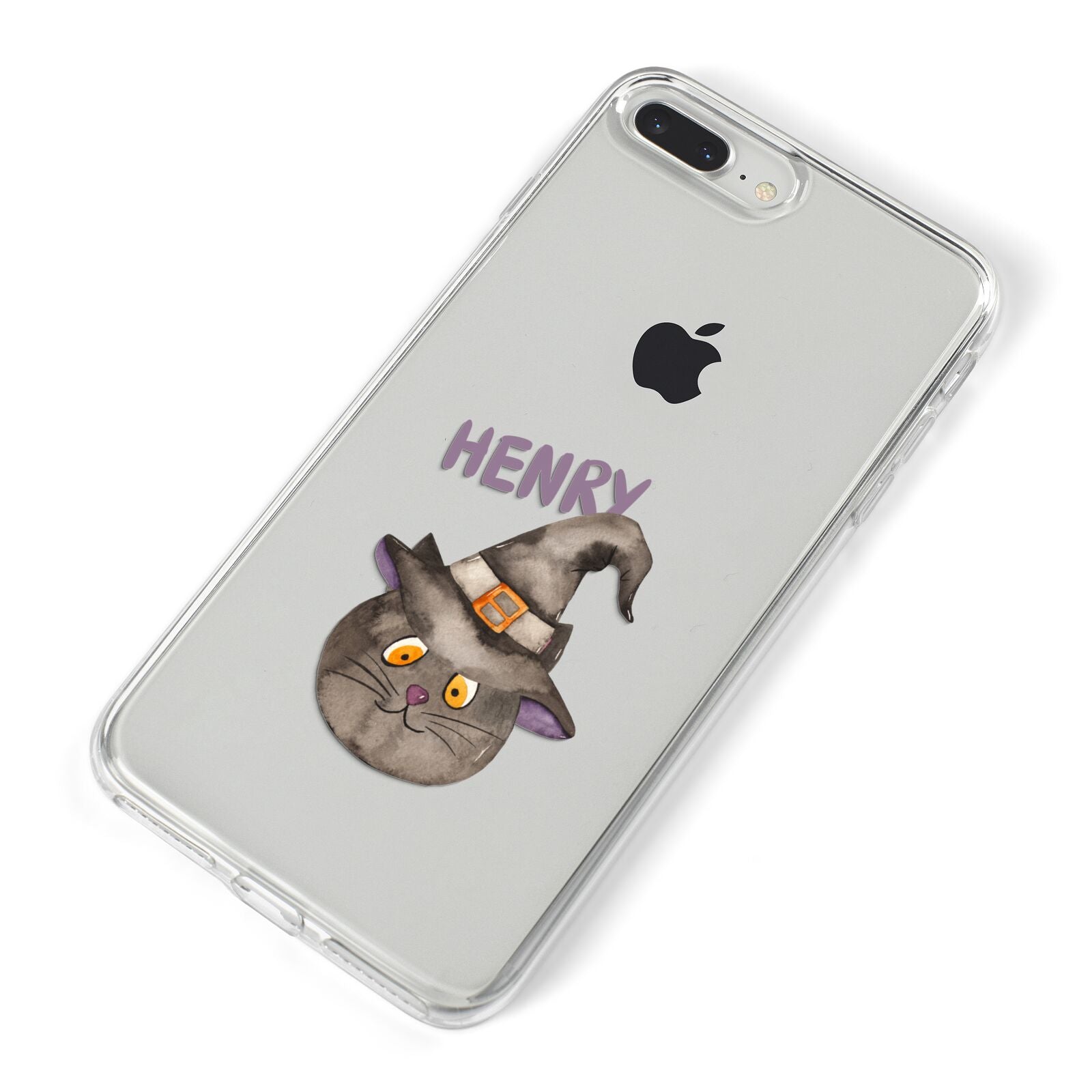 Cat in Witches Hat Custom iPhone 8 Plus Bumper Case on Silver iPhone Alternative Image