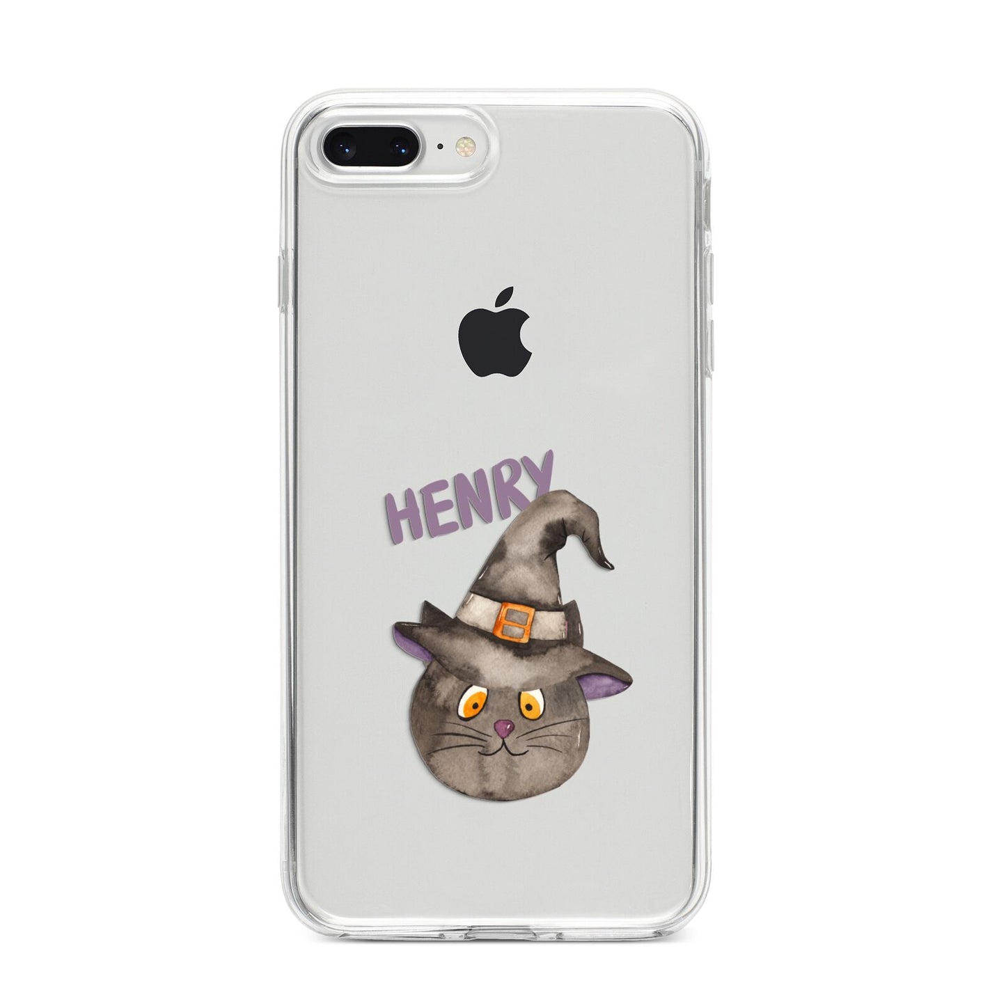 Cat in Witches Hat Custom iPhone 8 Plus Bumper Case on Silver iPhone