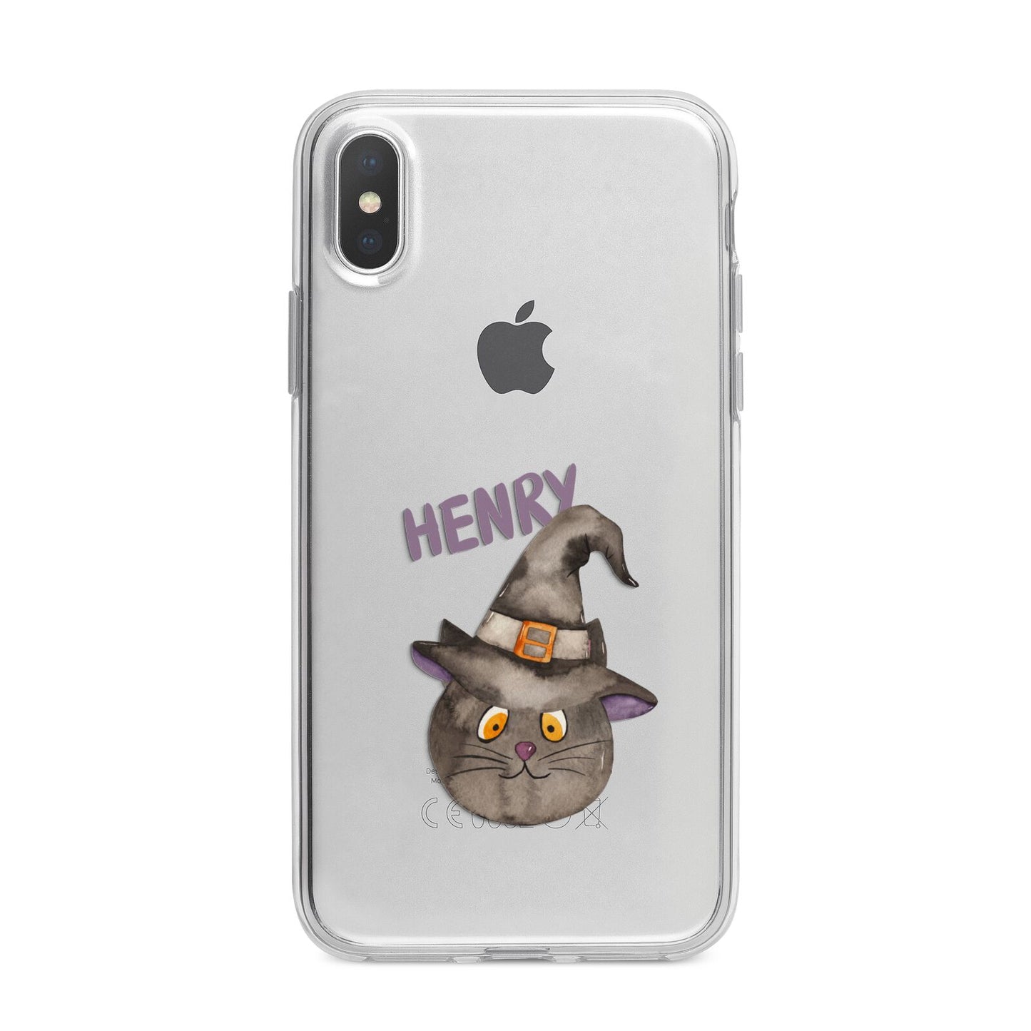 Cat in Witches Hat Custom iPhone X Bumper Case on Silver iPhone Alternative Image 1