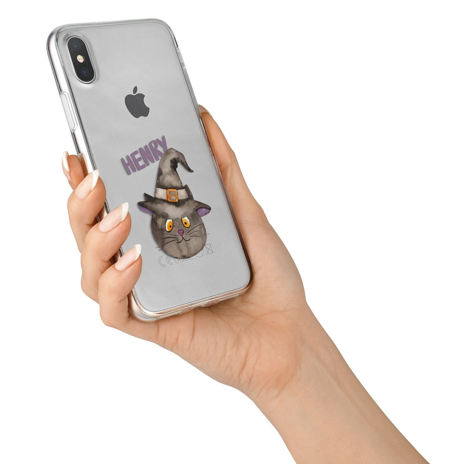 Cat in Witches Hat Custom iPhone X Bumper Case on Silver iPhone Alternative Image 2