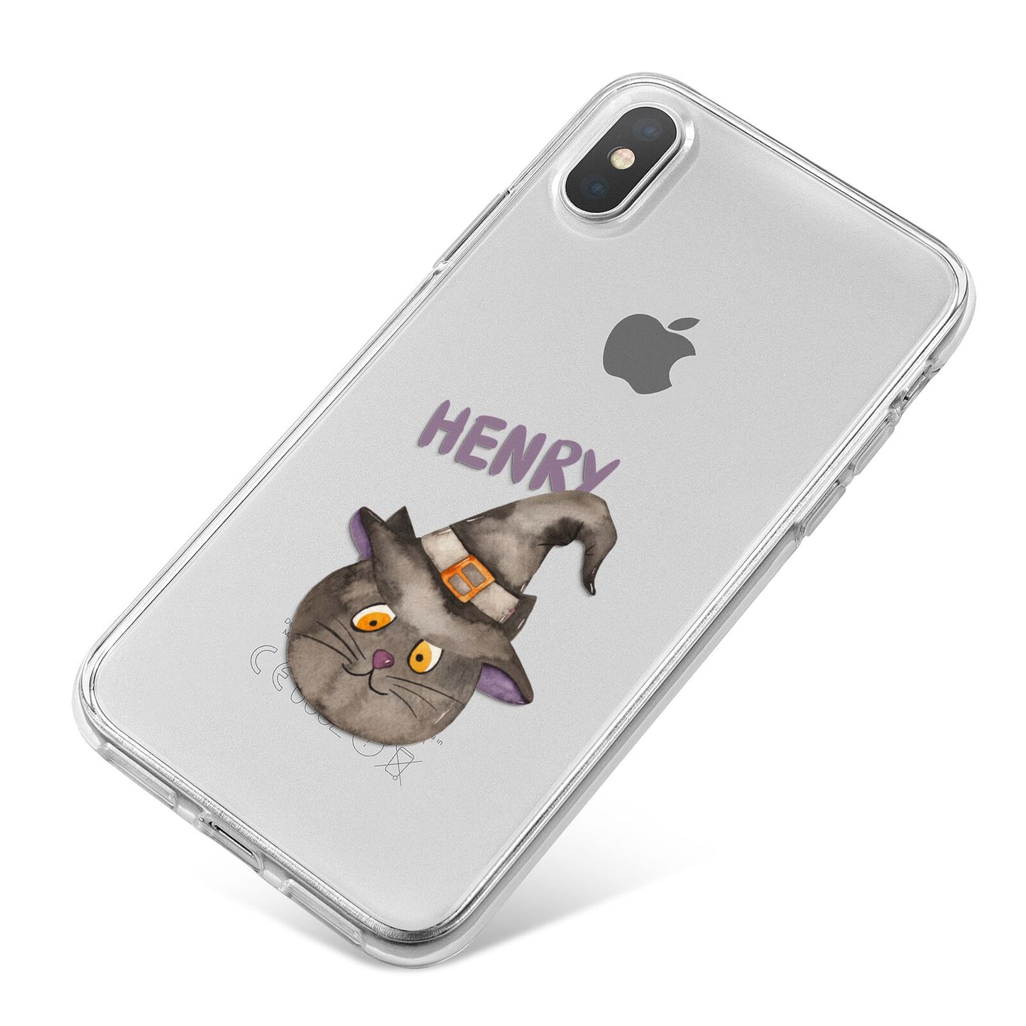 Cat in Witches Hat Custom iPhone X Bumper Case on Silver iPhone