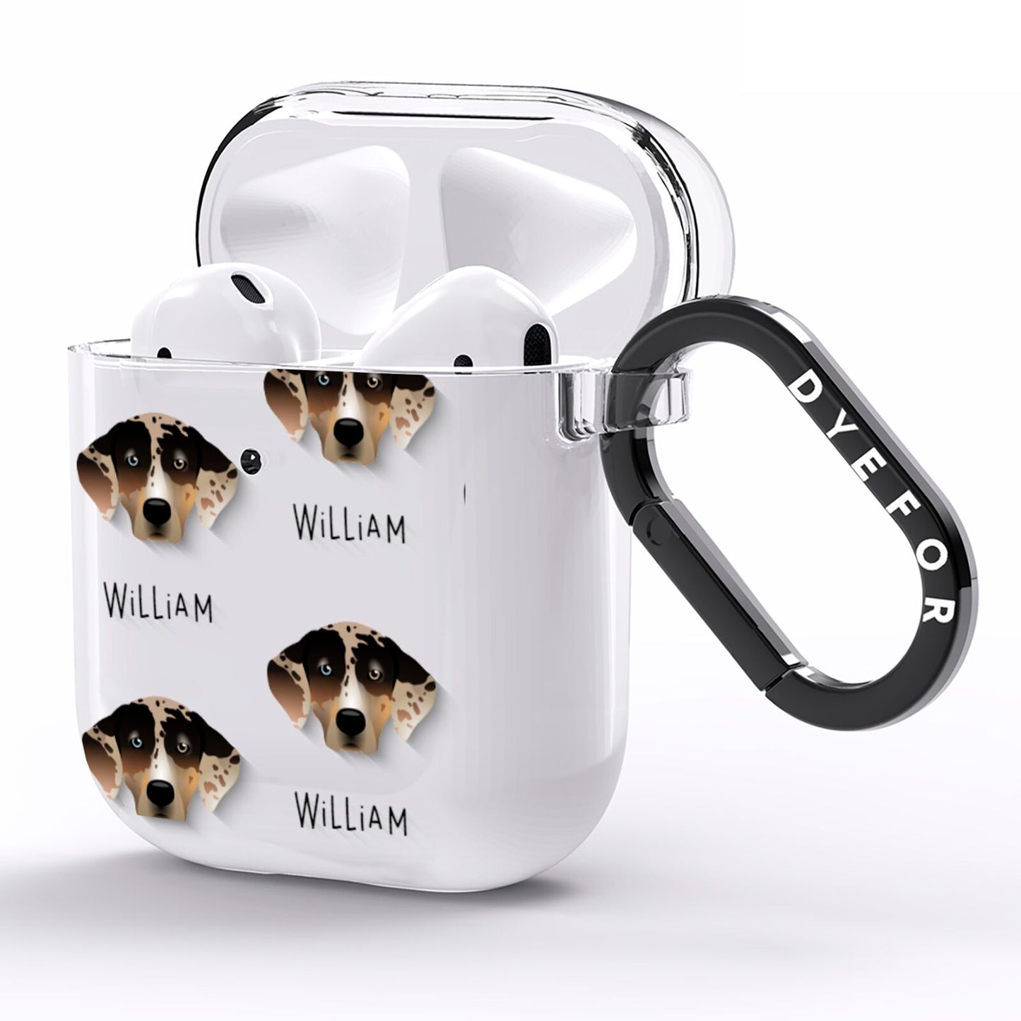 Catahoula Leopard Dog Icon with Name AirPods Clear Case Side Image