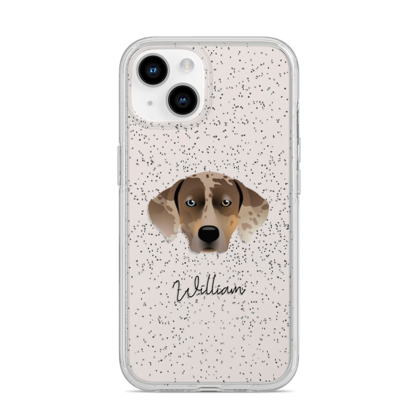 Catahoula Leopard Dog Personalised iPhone 14 Glitter Tough Case Starlight