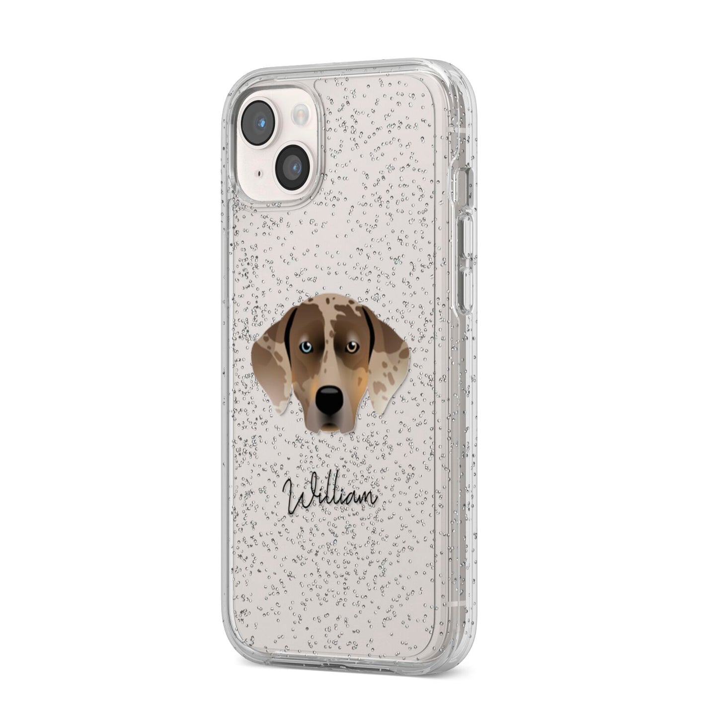 Catahoula Leopard Dog Personalised iPhone 14 Plus Glitter Tough Case Starlight Angled Image