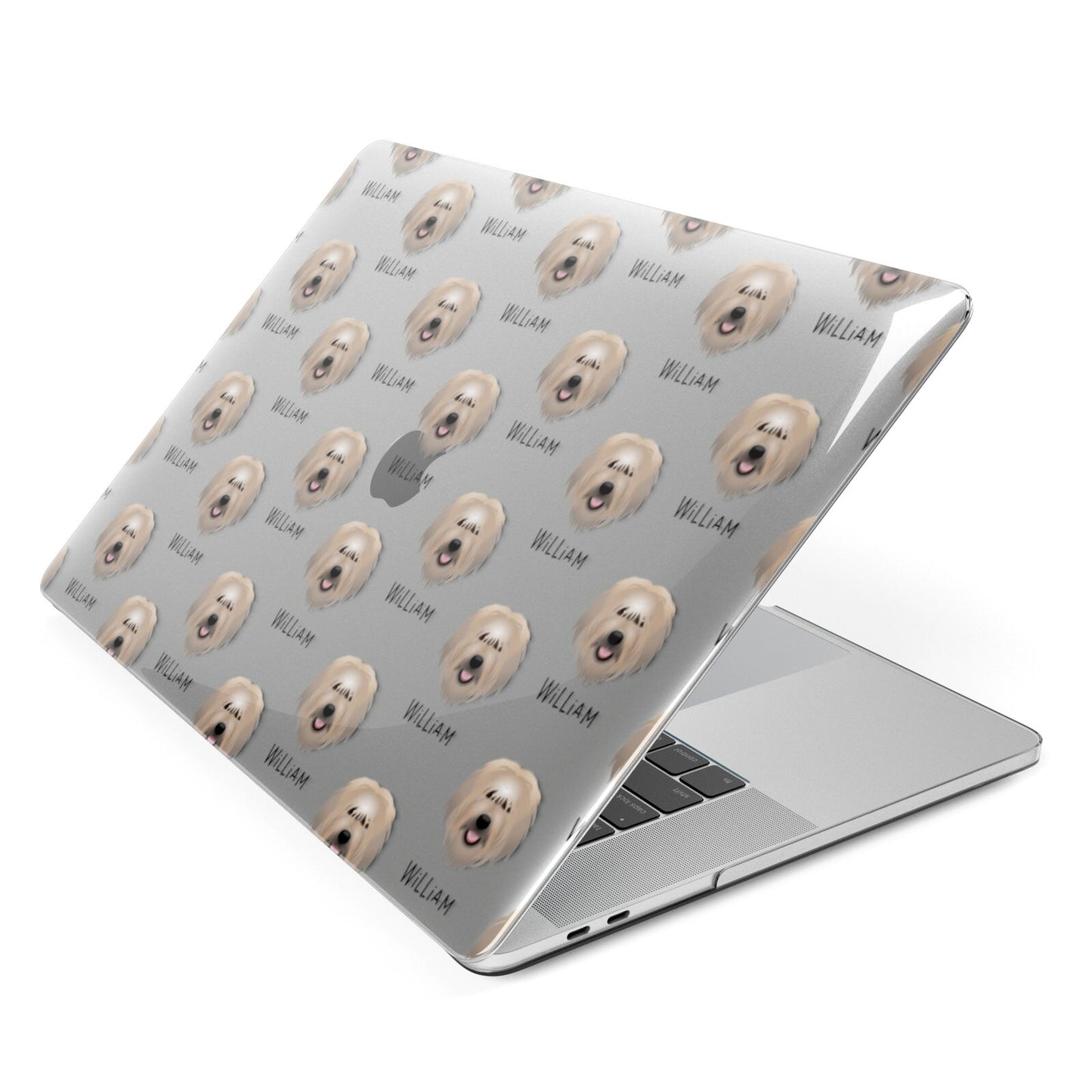Catalan Sheepdog Icon with Name Apple MacBook Case Side View