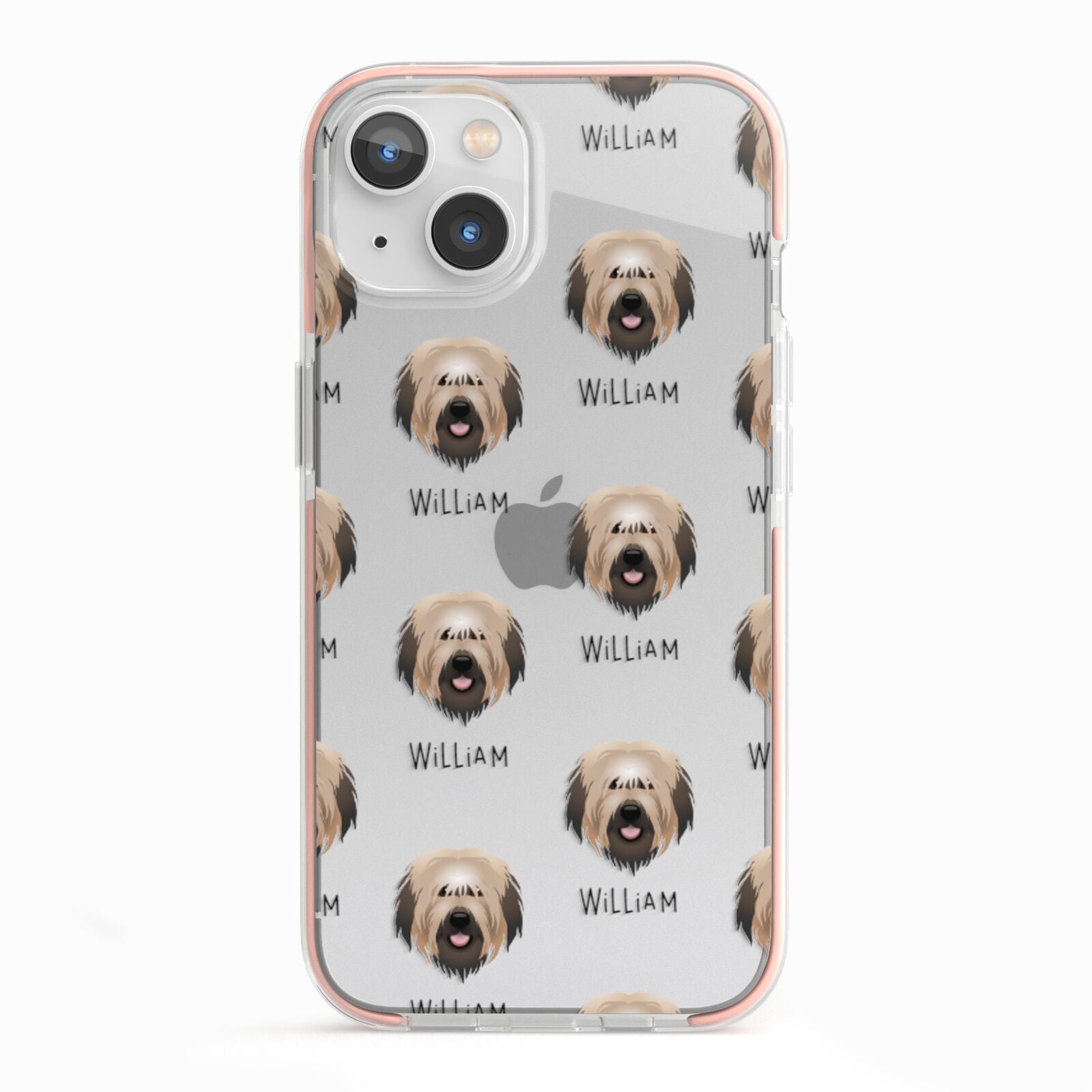 Catalan Sheepdog Icon with Name iPhone 13 TPU Impact Case with Pink Edges