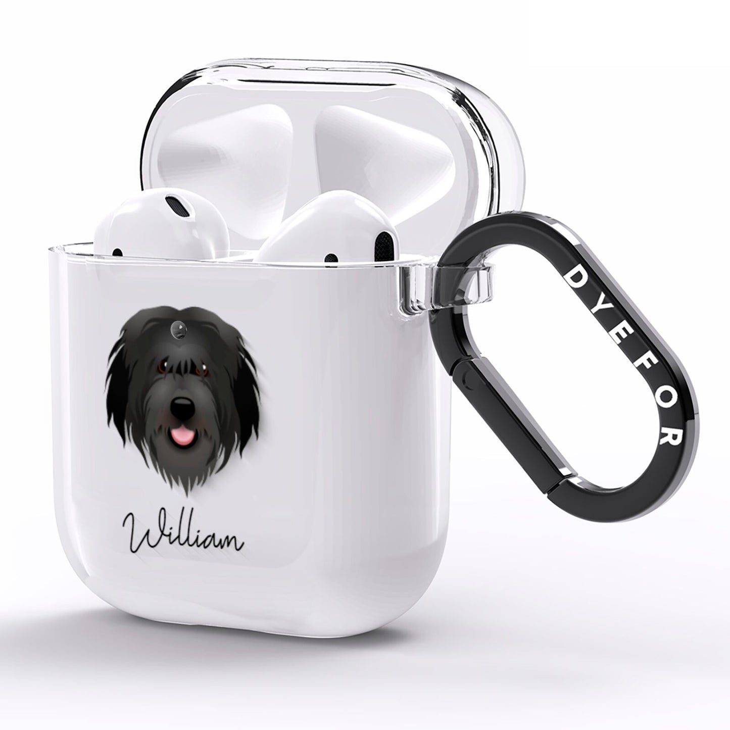 Catalan Sheepdog Personalised AirPods Clear Case Side Image