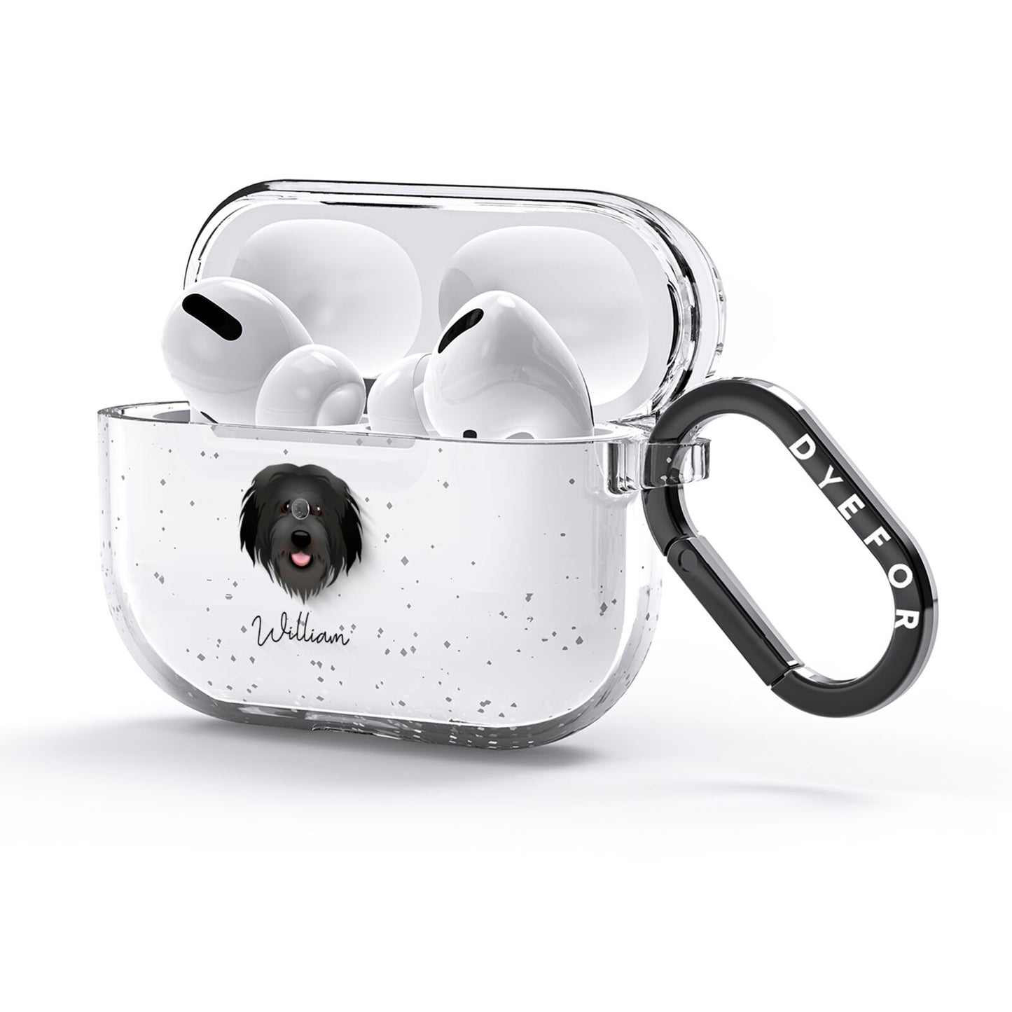 Catalan Sheepdog Personalised AirPods Glitter Case 3rd Gen Side Image