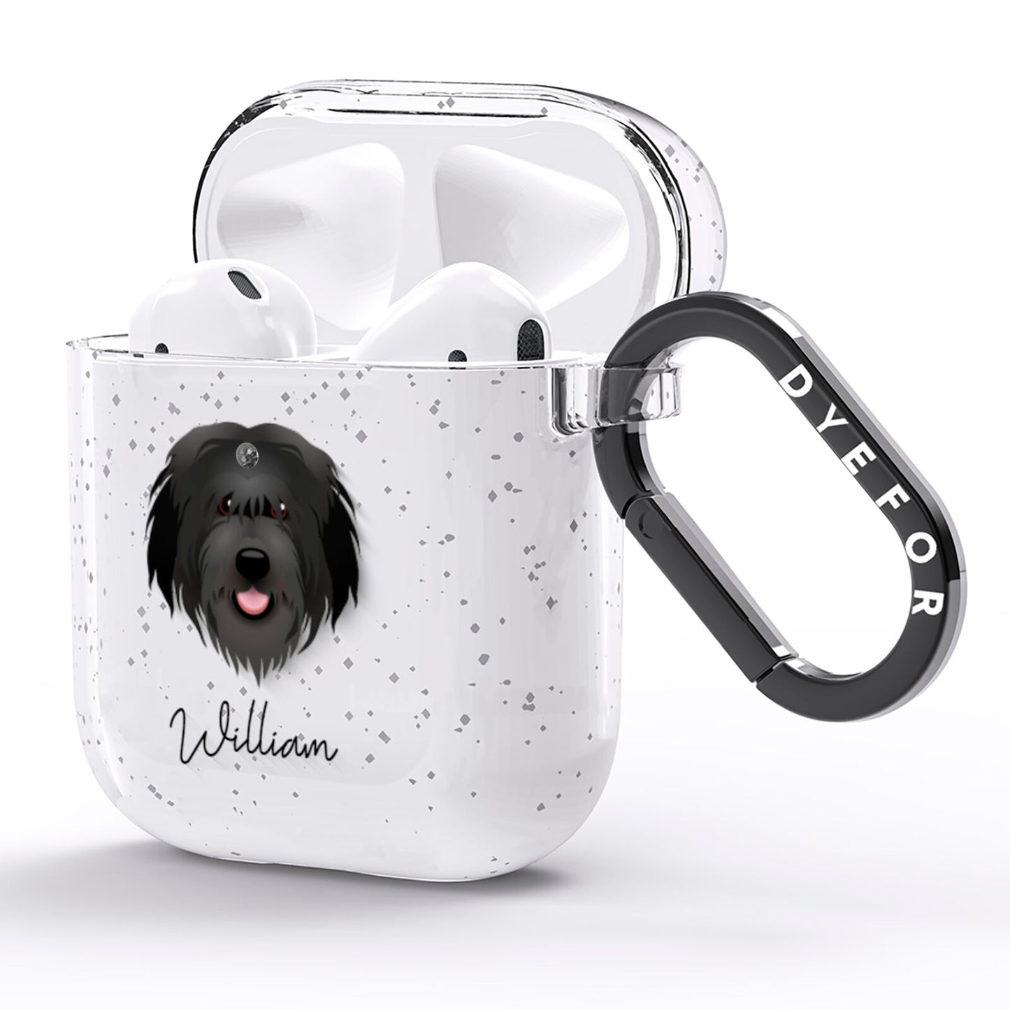 Catalan Sheepdog Personalised AirPods Glitter Case Side Image