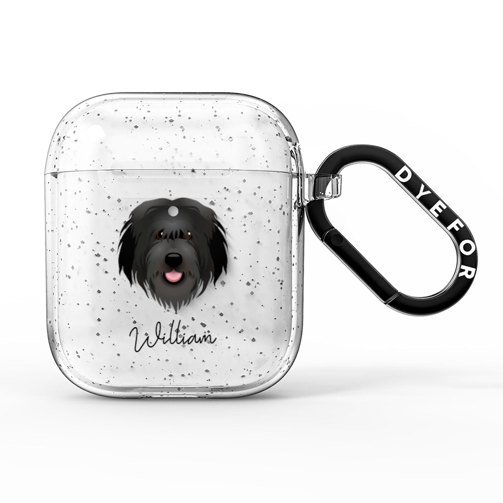 Catalan Sheepdog Personalised AirPods Glitter Case