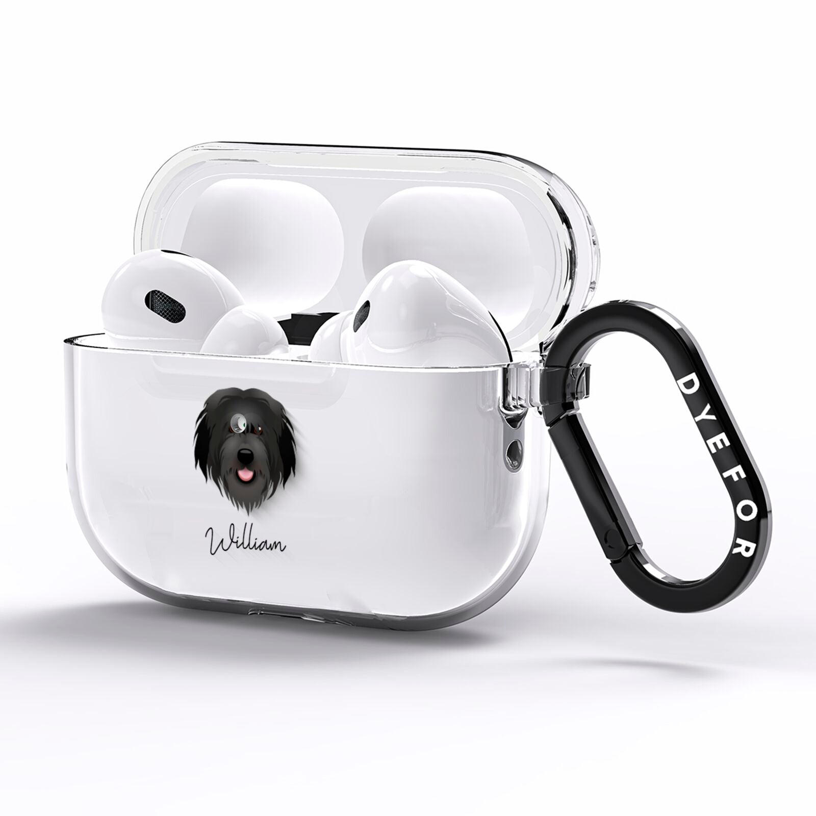 Catalan Sheepdog Personalised AirPods Pro Clear Case Side Image