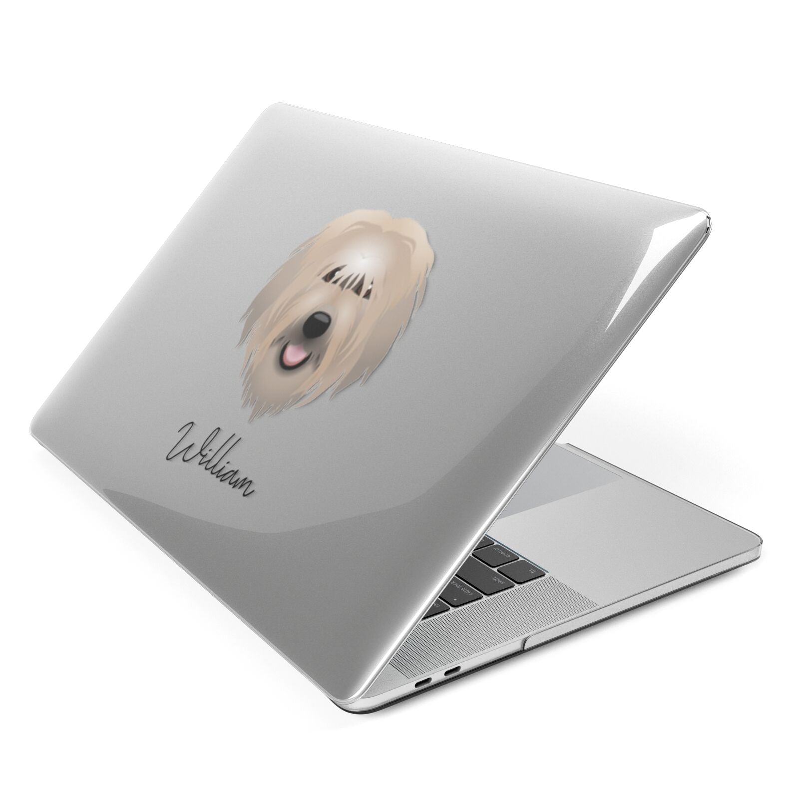Catalan Sheepdog Personalised Apple MacBook Case Side View