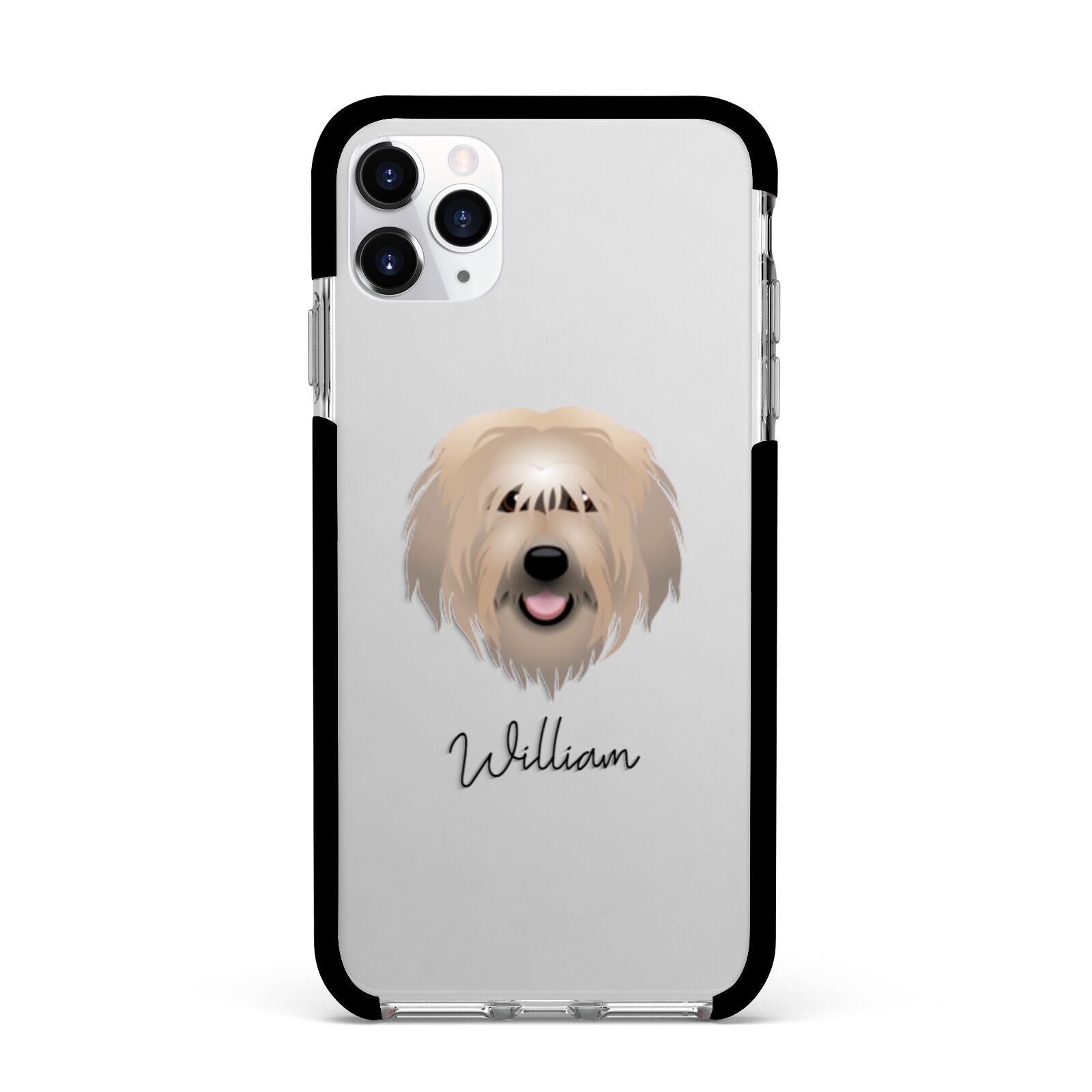Catalan Sheepdog Personalised Apple iPhone 11 Pro Max in Silver with Black Impact Case