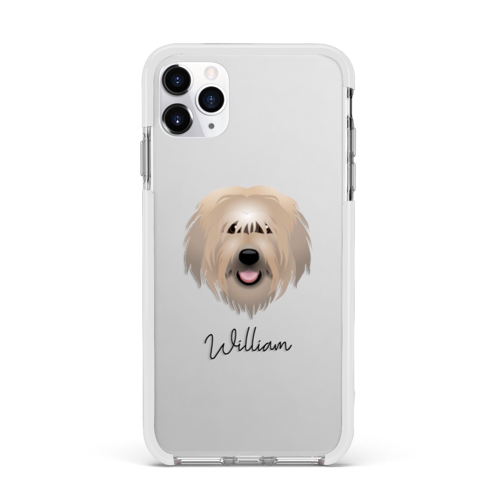 Catalan Sheepdog Personalised Apple iPhone 11 Pro Max in Silver with White Impact Case