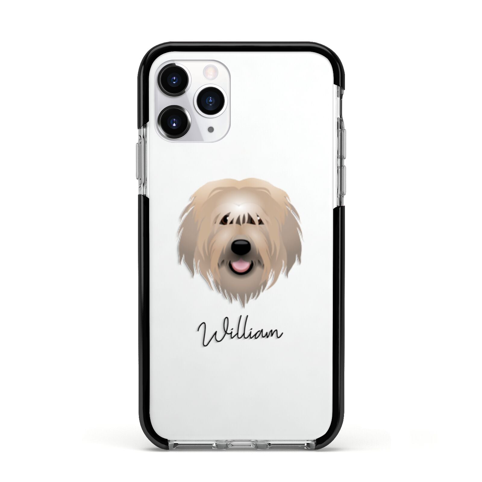 Catalan Sheepdog Personalised Apple iPhone 11 Pro in Silver with Black Impact Case