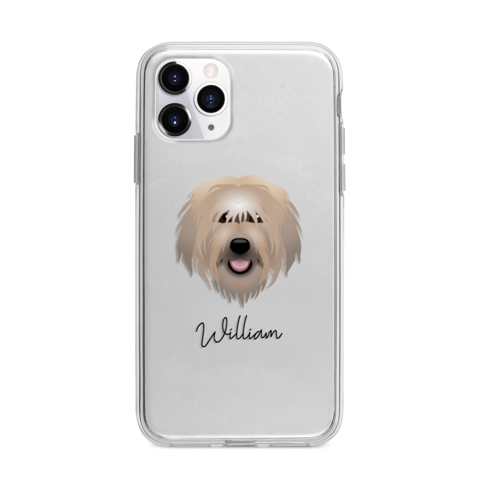 Catalan Sheepdog Personalised Apple iPhone 11 Pro in Silver with Bumper Case