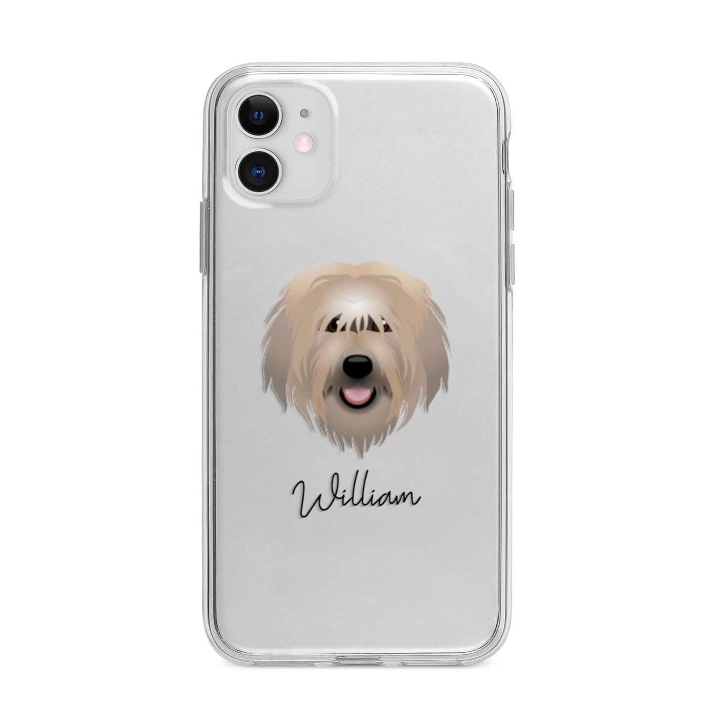 Catalan Sheepdog Personalised Apple iPhone 11 in White with Bumper Case
