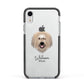Catalan Sheepdog Personalised Apple iPhone XR Impact Case Black Edge on Silver Phone