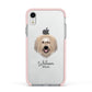 Catalan Sheepdog Personalised Apple iPhone XR Impact Case Pink Edge on Silver Phone